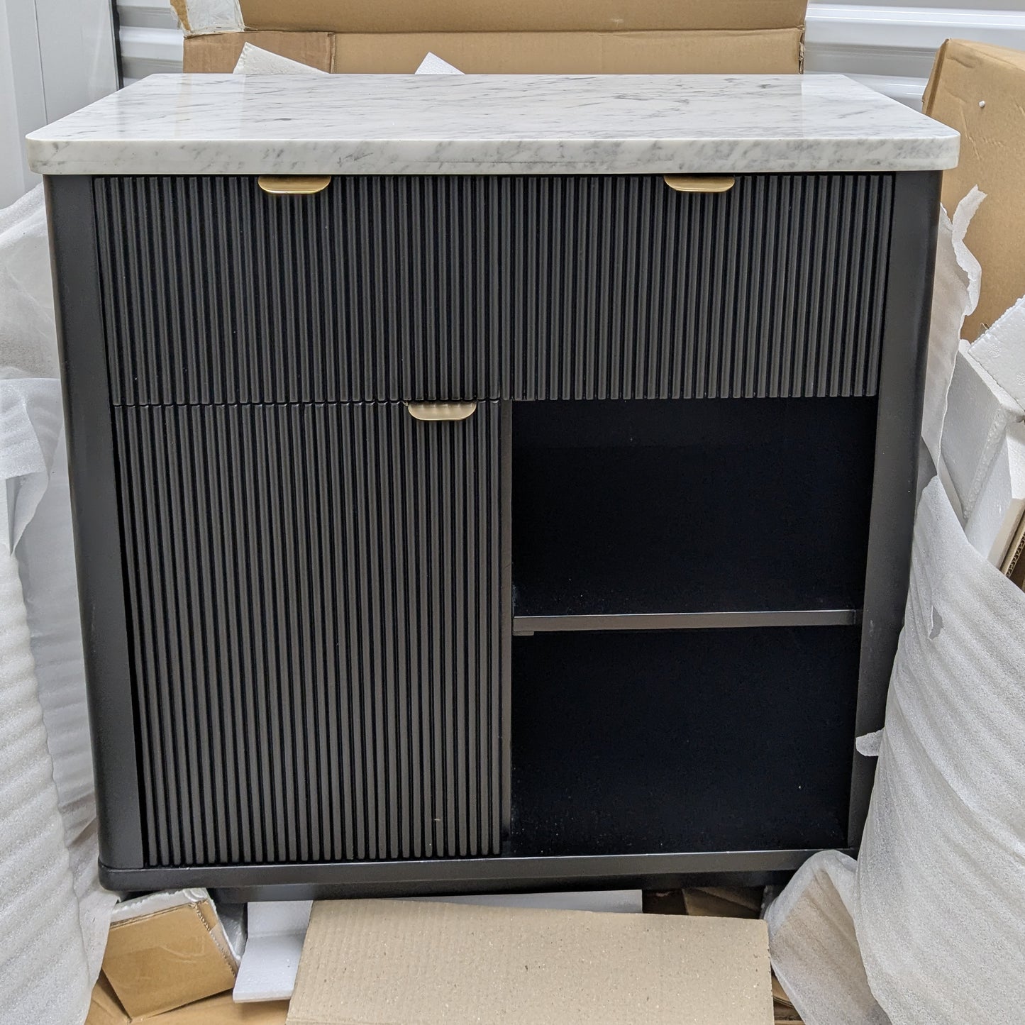 Marble Top Cabinet with 2 Drawers and Storages