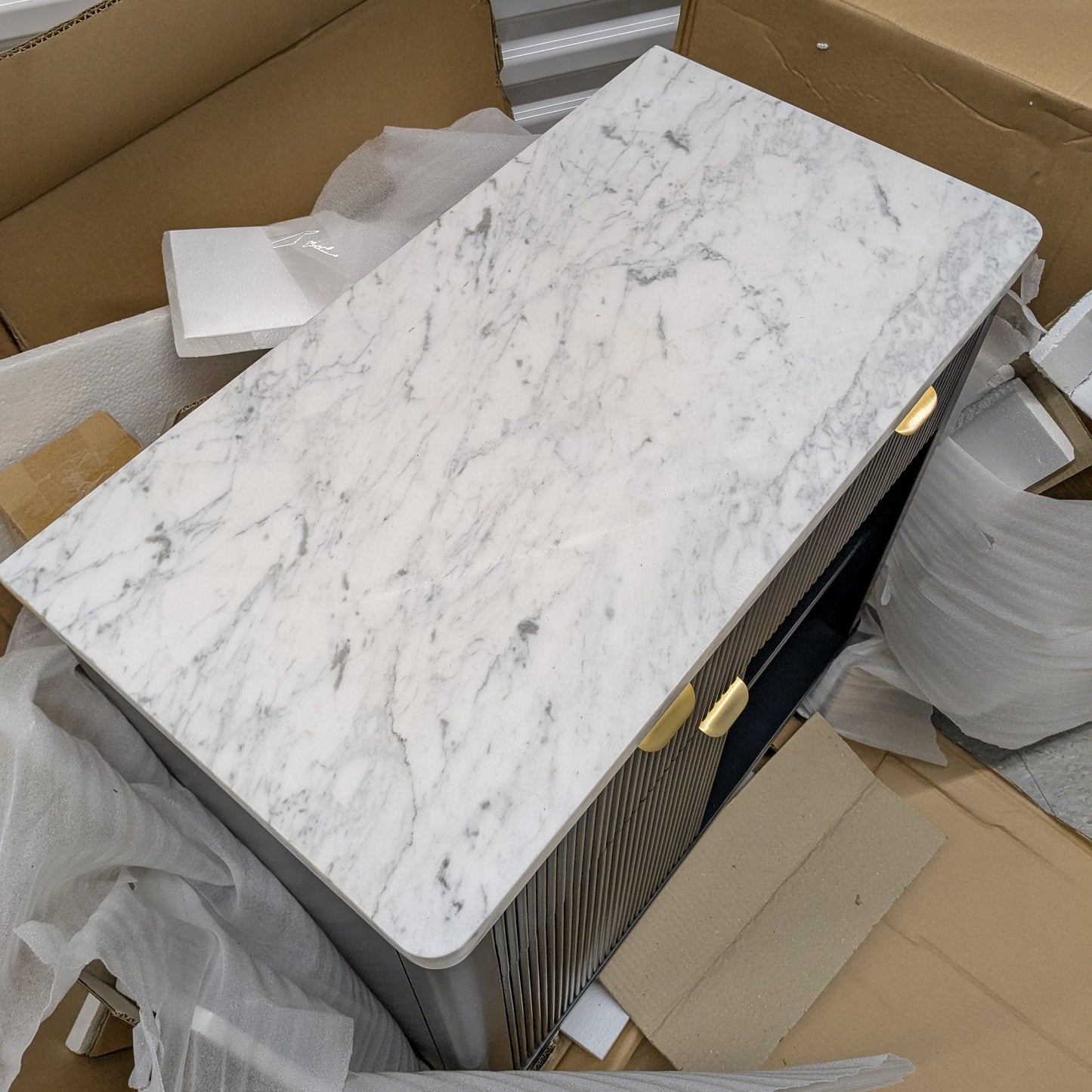 Marble Top Cabinet with 2 Drawers and Storages
