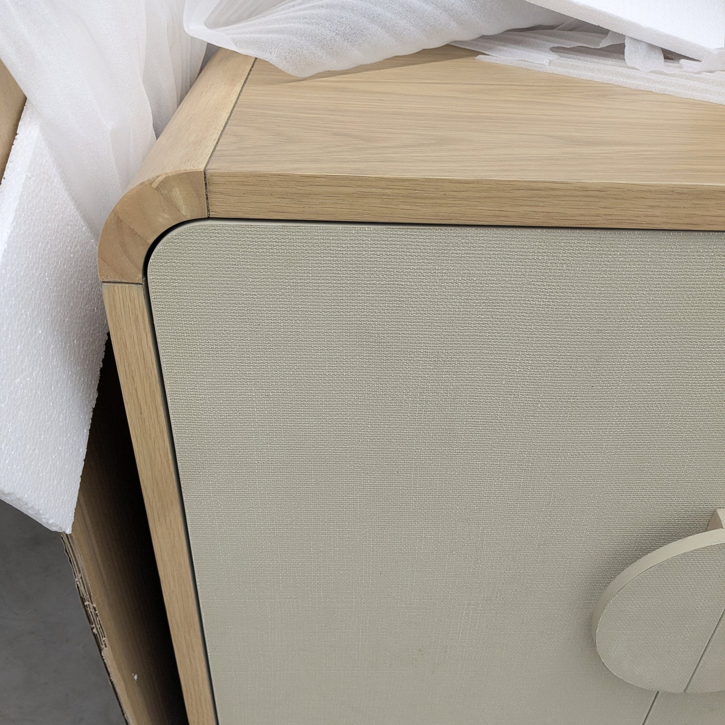 VAST Modern Minimalist Accent Cabinet with Textured Doors β Natural Wood & Beige Finish