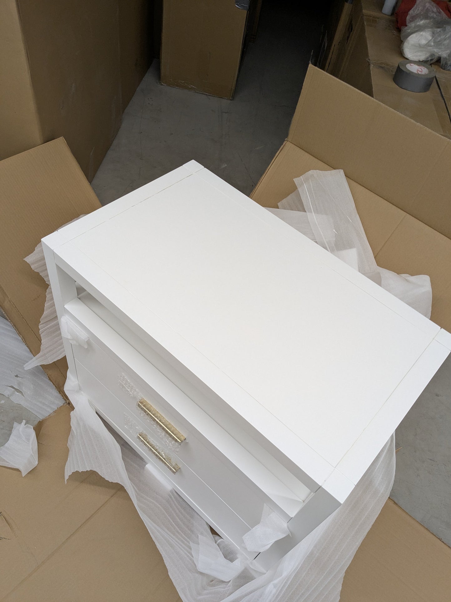 VAST Ivory Lotus Bedside Cabinet - White