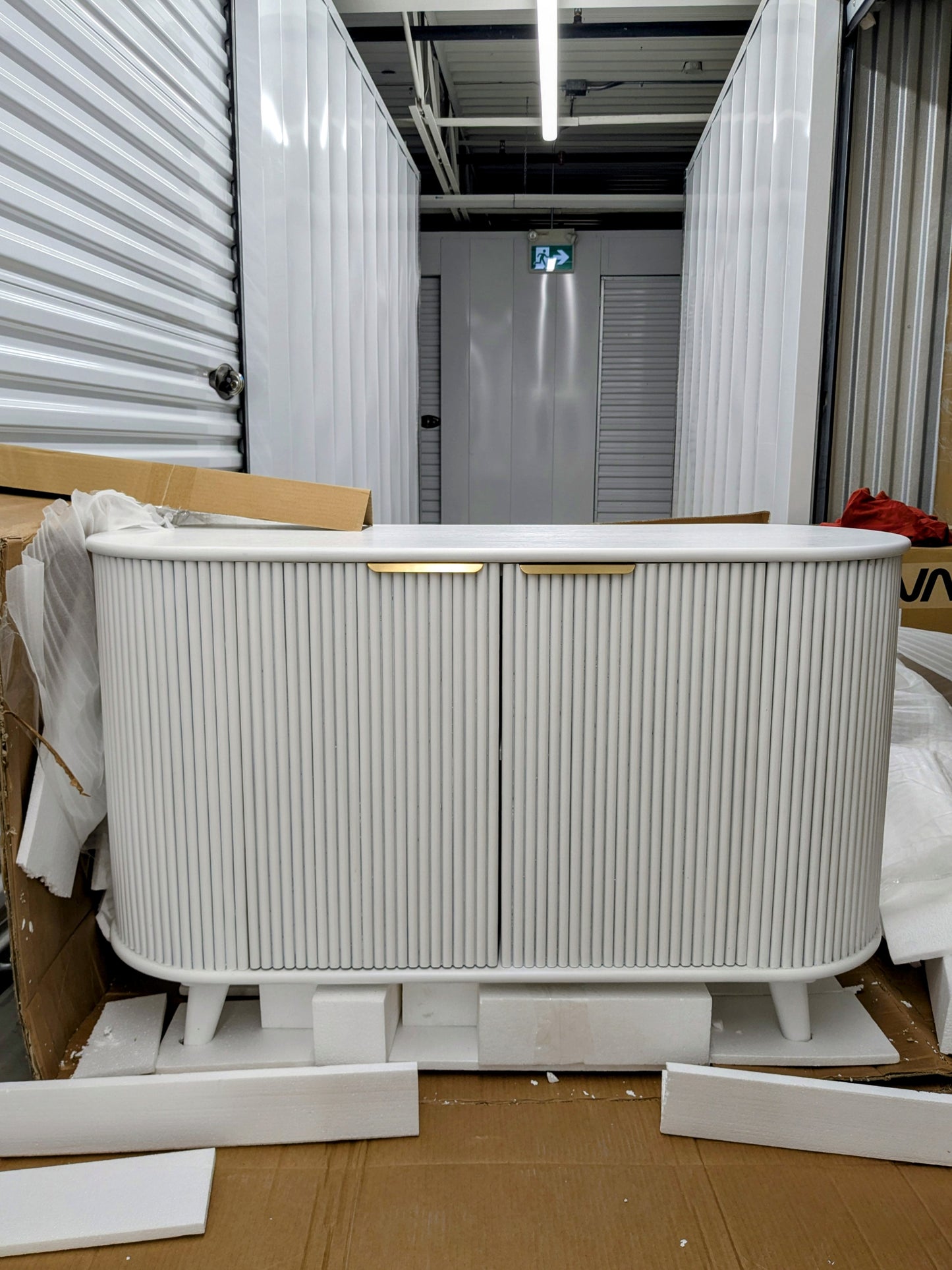 Vast Modern White Fluted Storage Cabinet