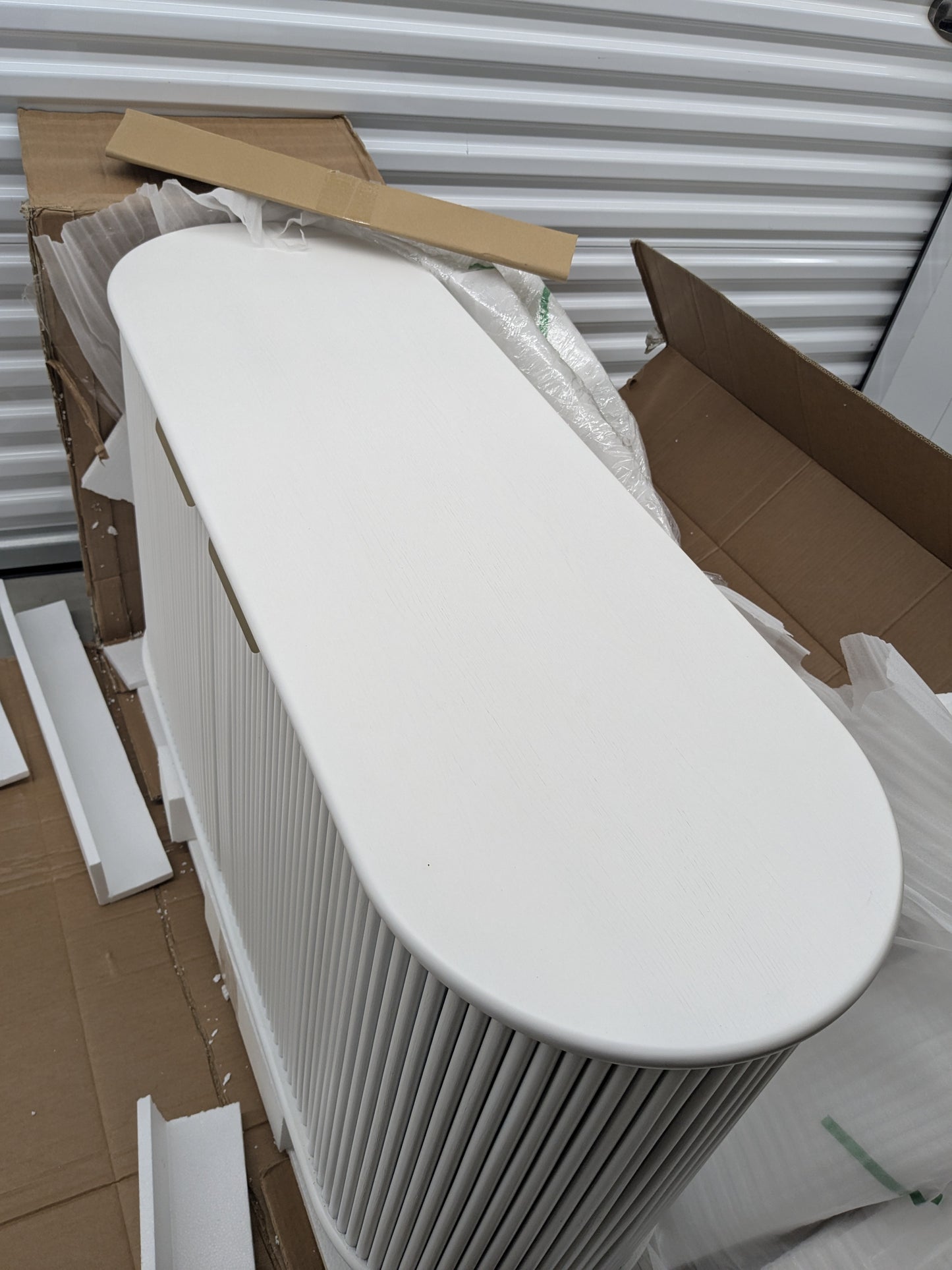 Vast Modern White Fluted Storage Cabinet