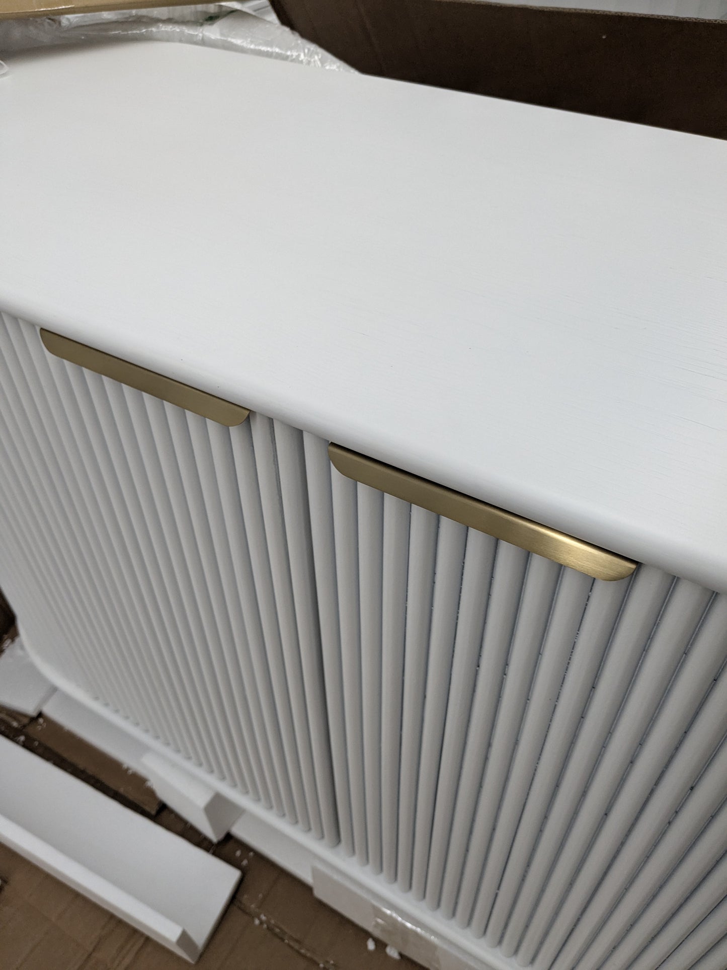 Vast Modern White Fluted Storage Cabinet