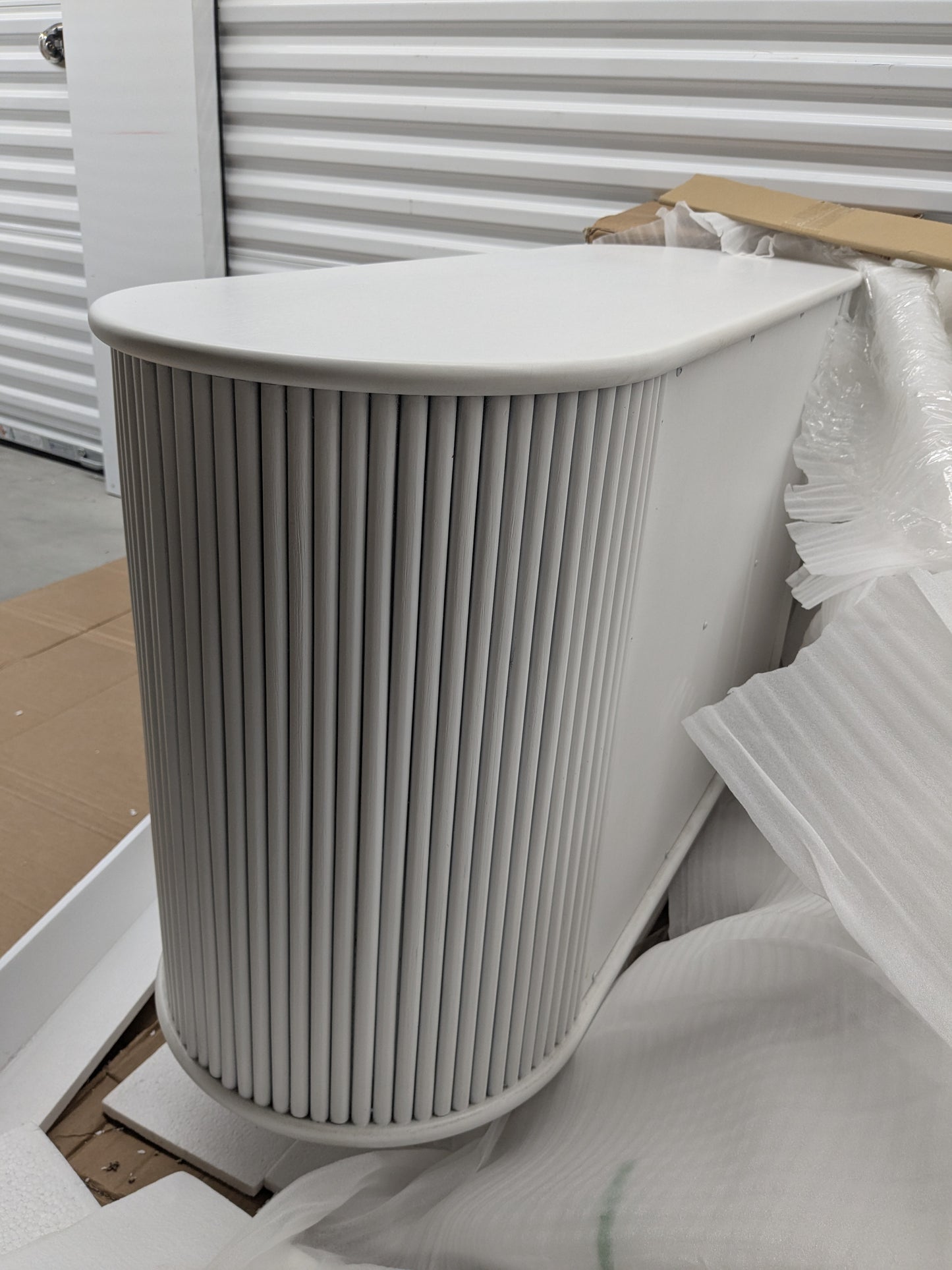 Vast Modern White Fluted Storage Cabinet