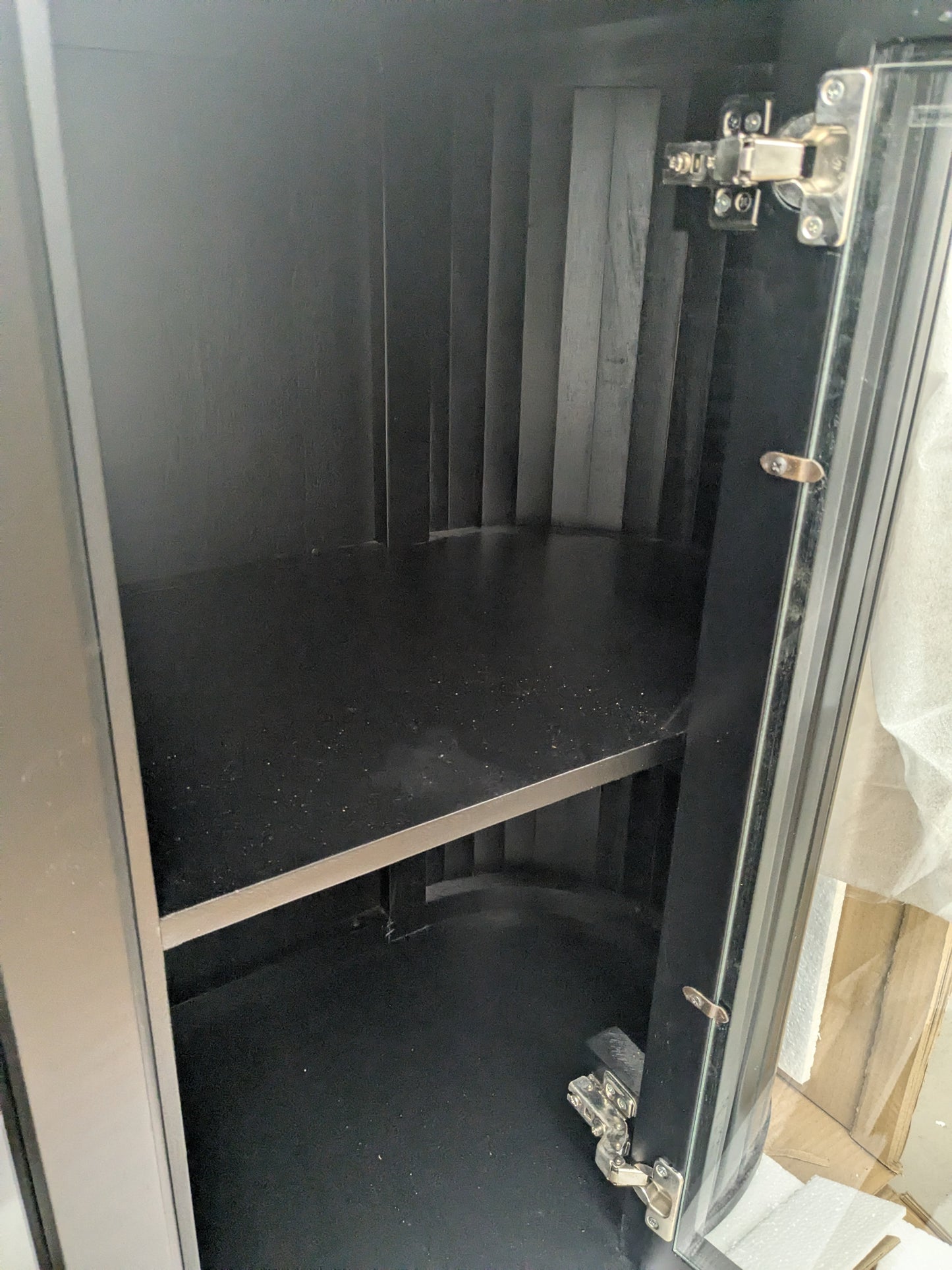 VAST Sleek Black Curved Glass Door Cabinet