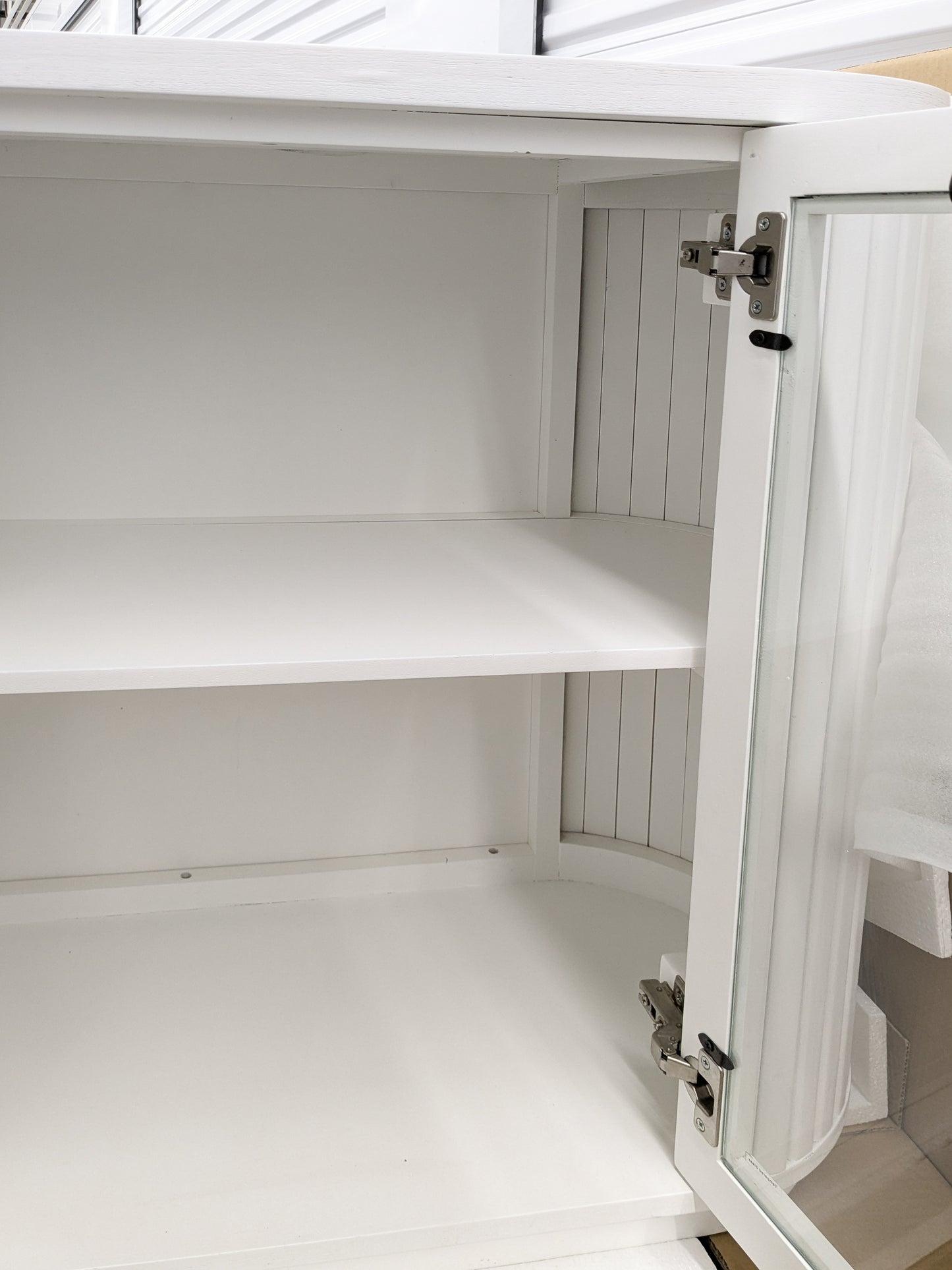 VAST White Curved Glass Door Cabinet