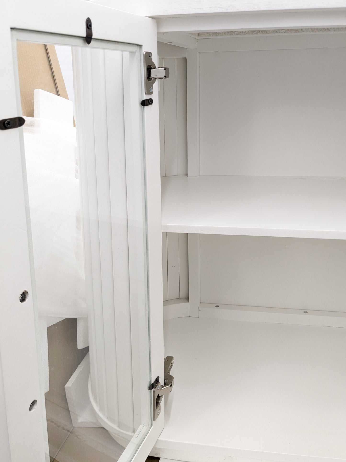 VAST White Curved Glass Door Cabinet