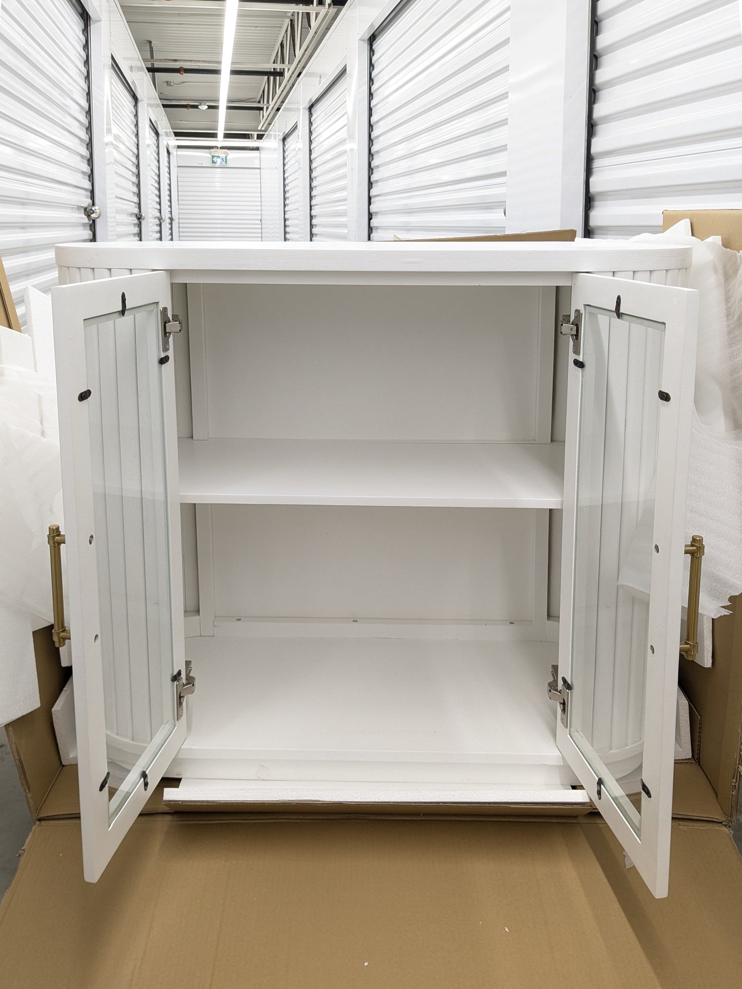VAST White Curved Glass Door Cabinet