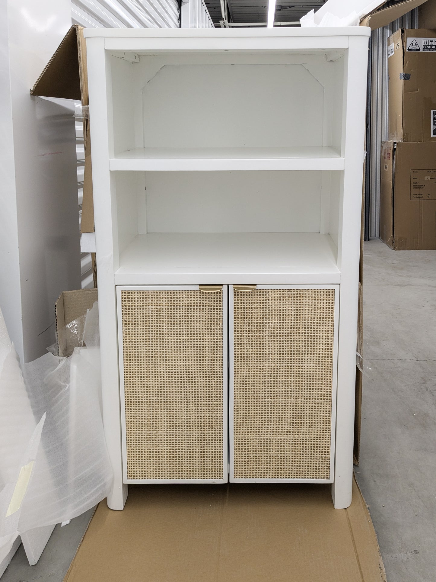 VAST White Rattan Cabinet with Shelves