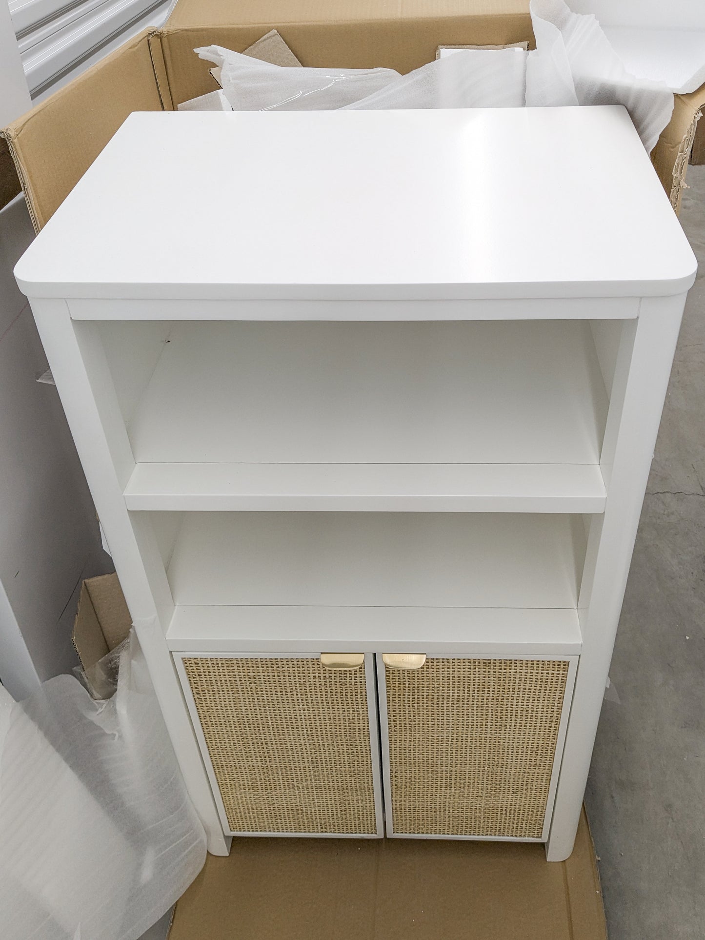 VAST White Rattan Cabinet with Shelves