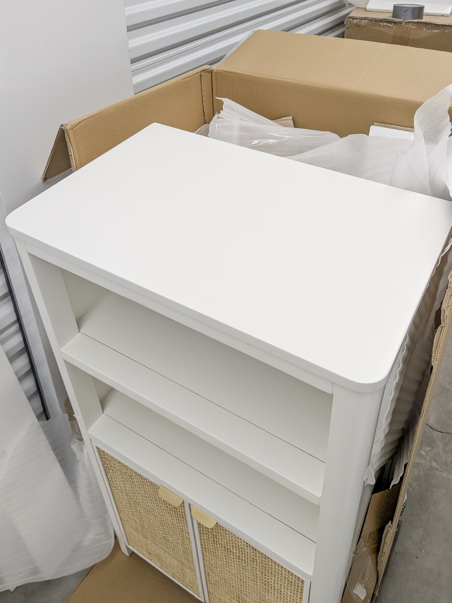 VAST White Rattan Cabinet with Shelves