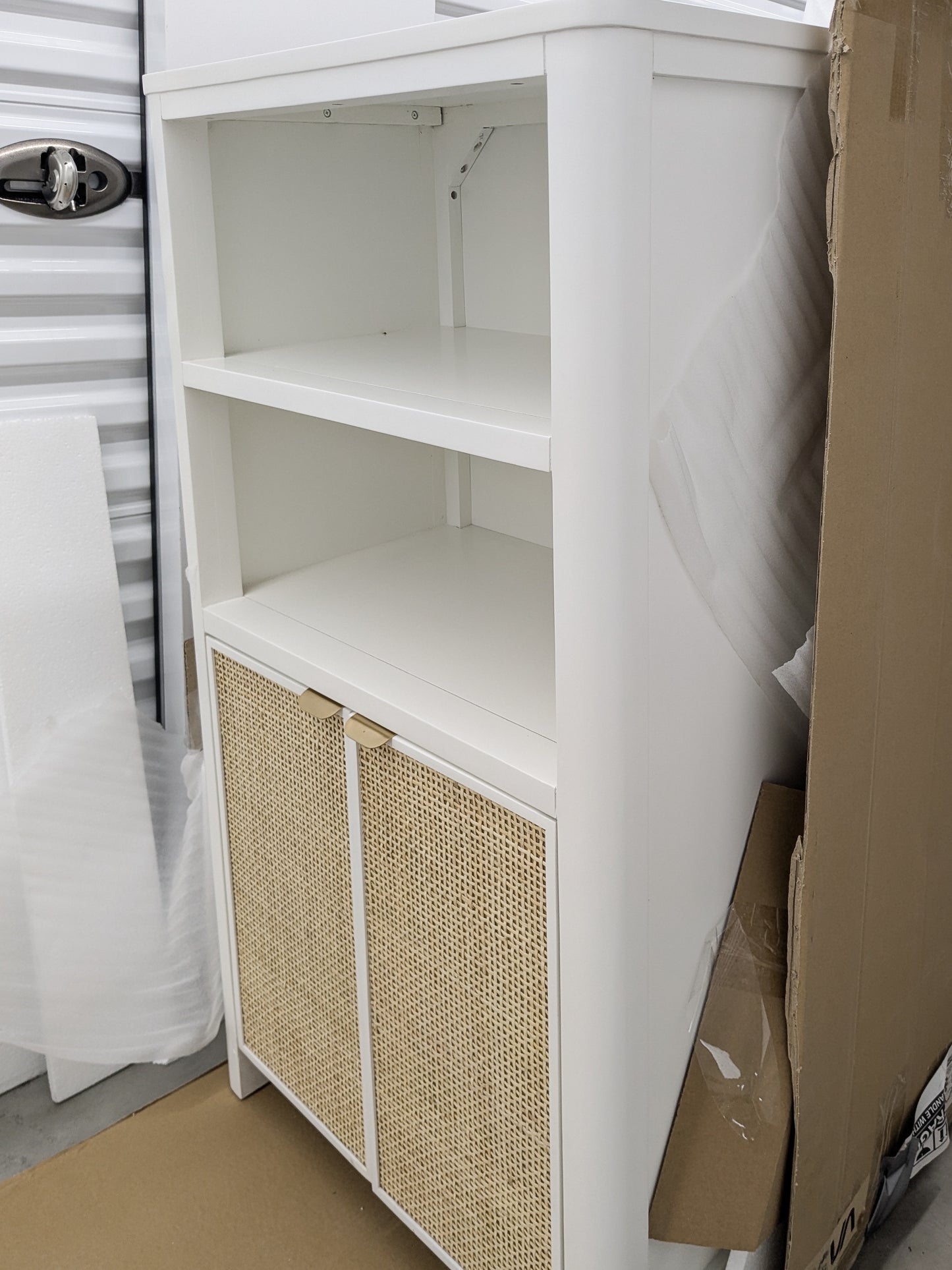 VAST White Rattan Cabinet with Shelves