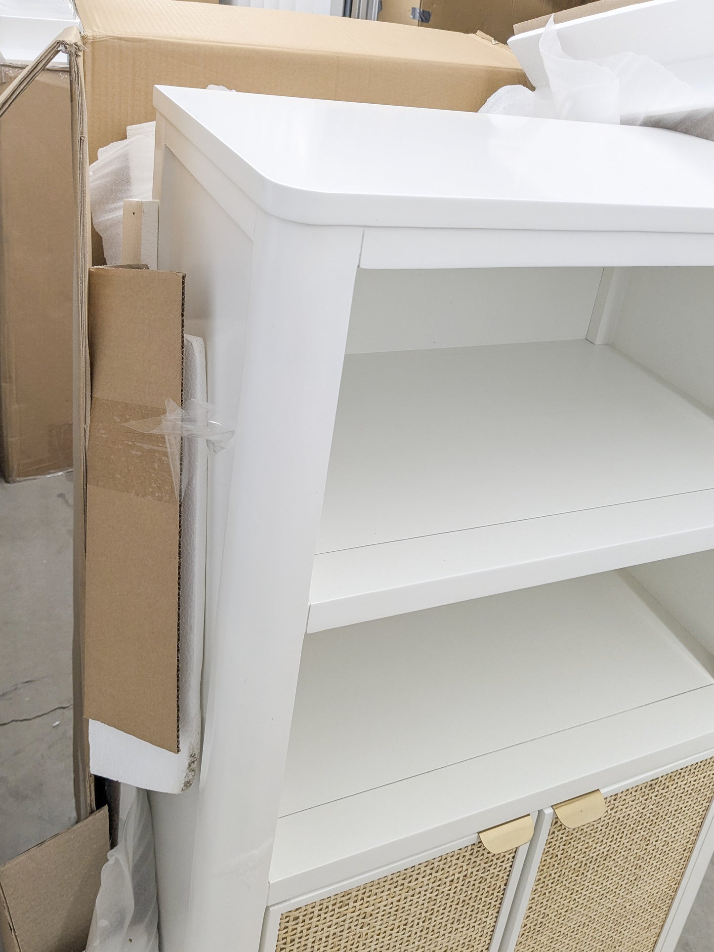 VAST White Rattan Cabinet with Shelves