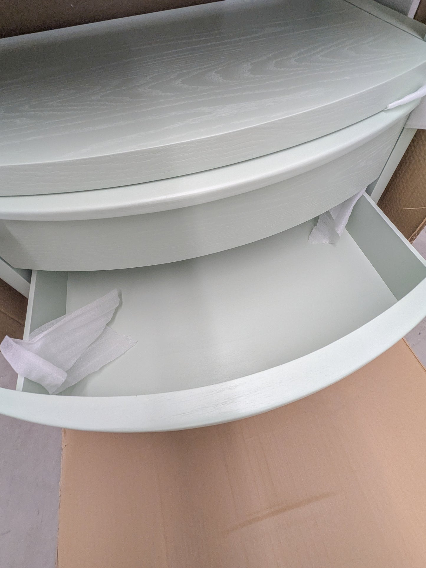 VAST Modern Curved Mint Green Wood Nightstand