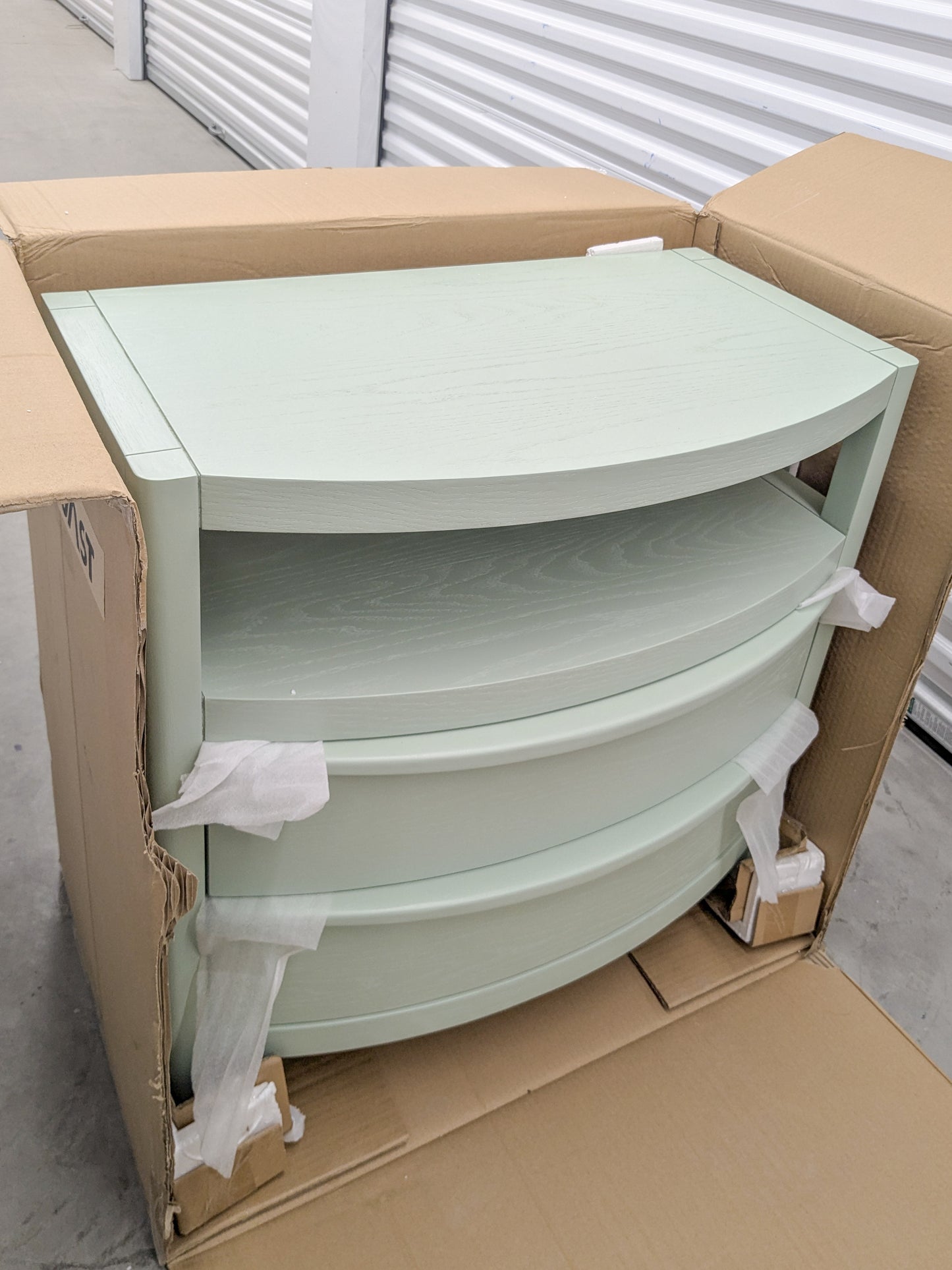 VAST Modern Curved Mint Green Wood Nightstand
