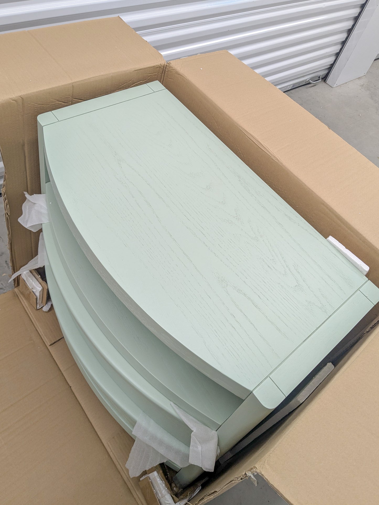 VAST Modern Curved Mint Green Wood Nightstand