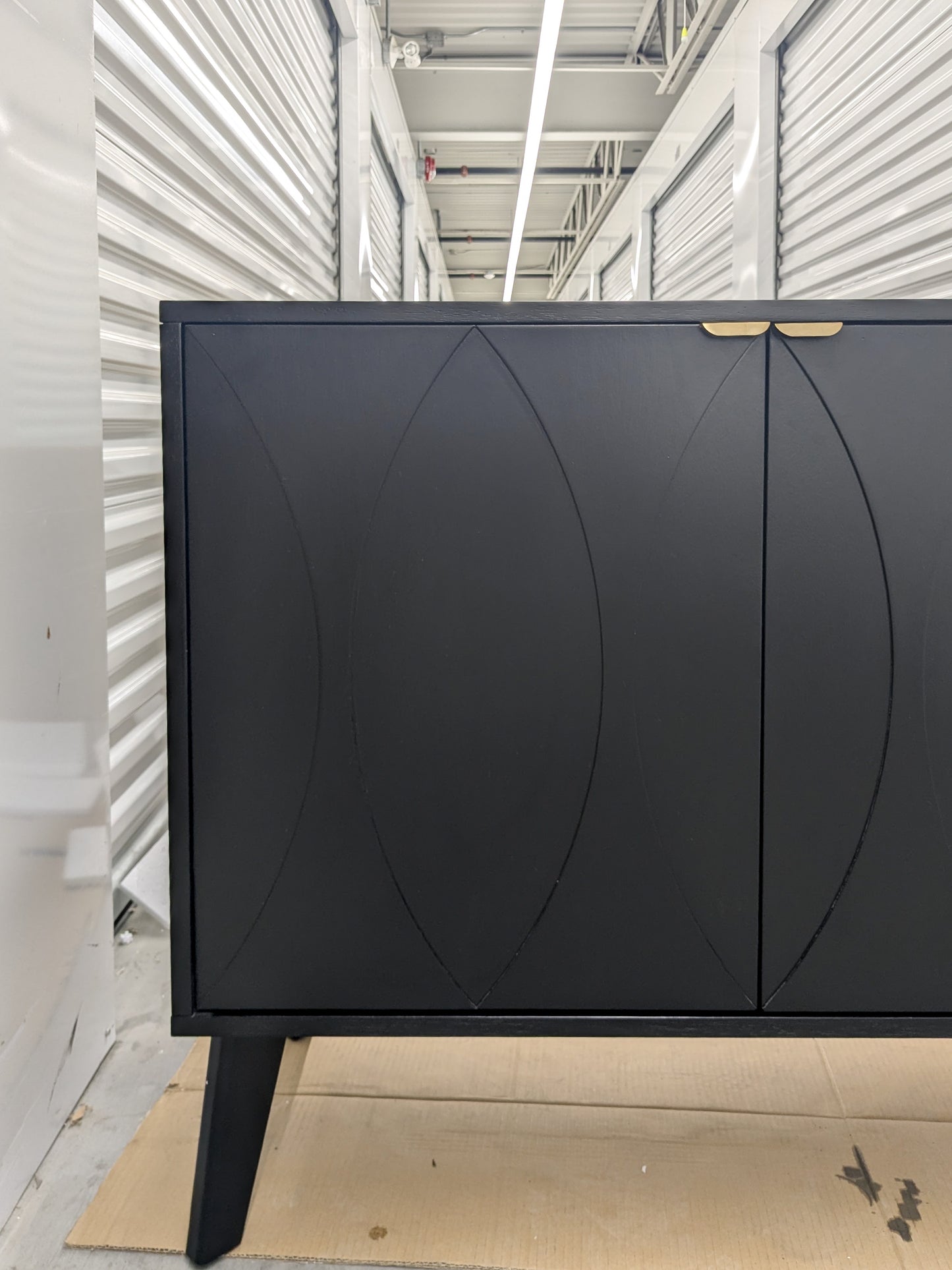 VAST Modern Black Sideboard Cabinet with Gold Accent – Mid-Century Inspired