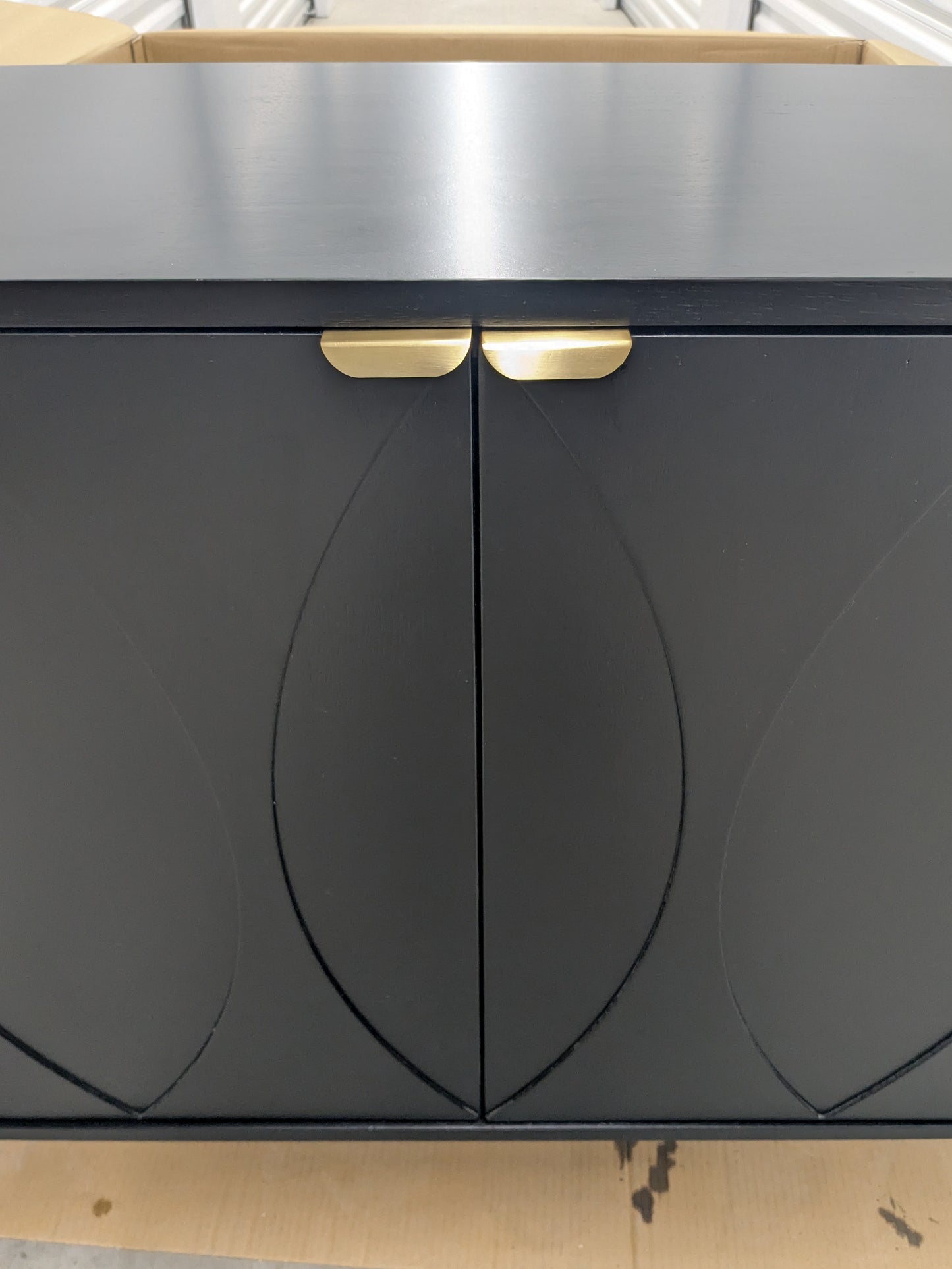 VAST Modern Black Sideboard Cabinet with Gold Accent – Mid-Century Inspired