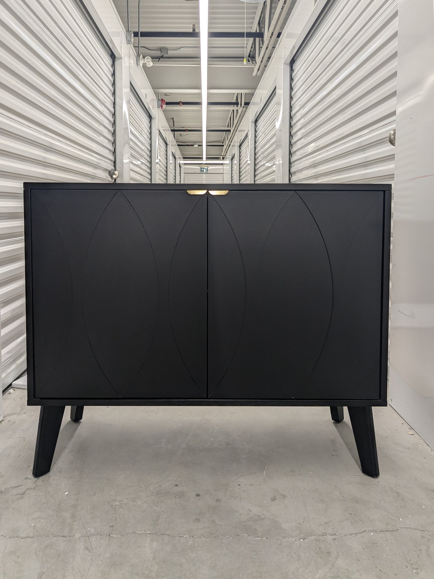 VAST Modern Black Sideboard Cabinet with Gold Accent – Mid-Century Inspired