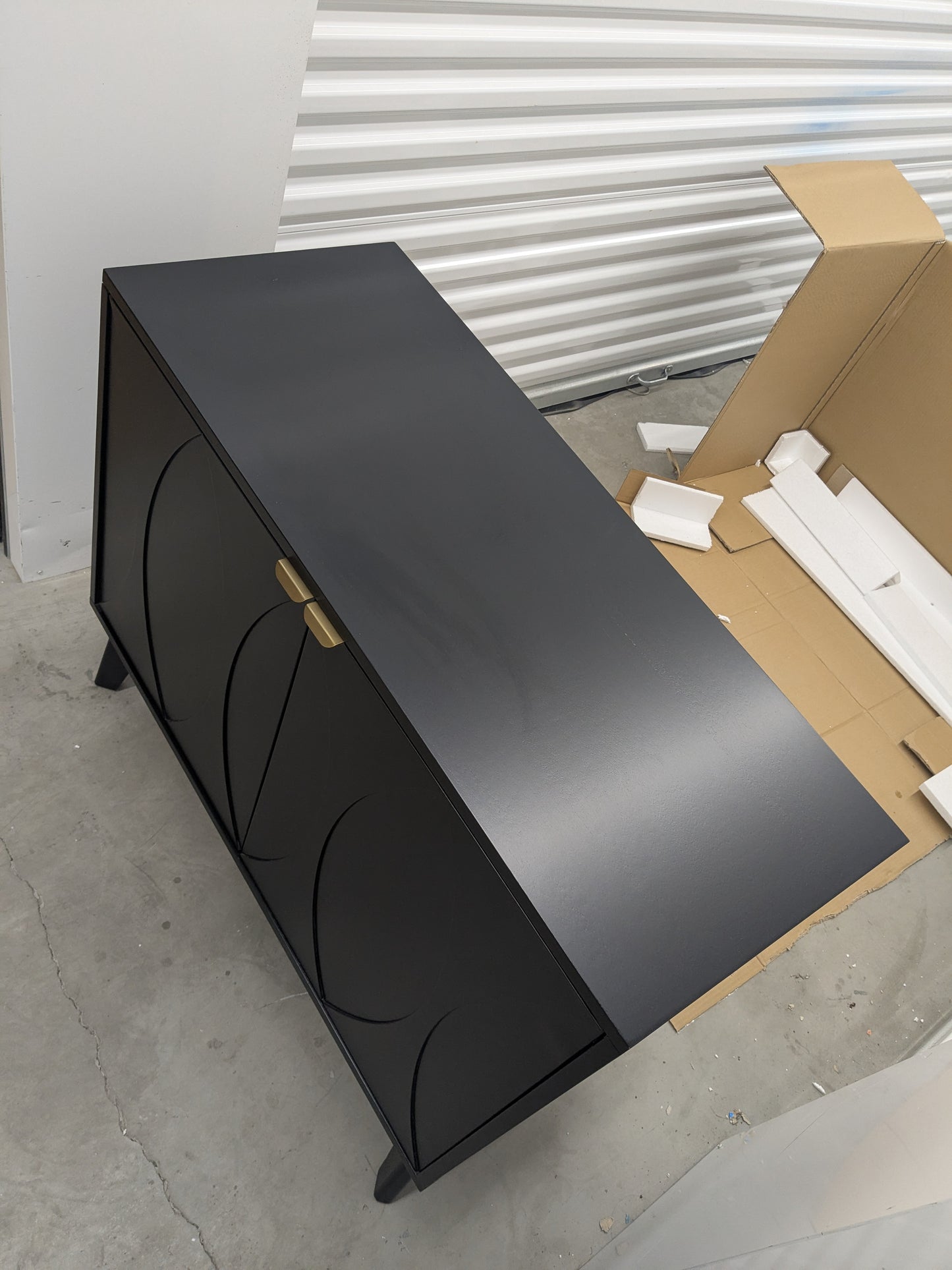VAST Modern Black Sideboard Cabinet with Gold Accent – Mid-Century Inspired