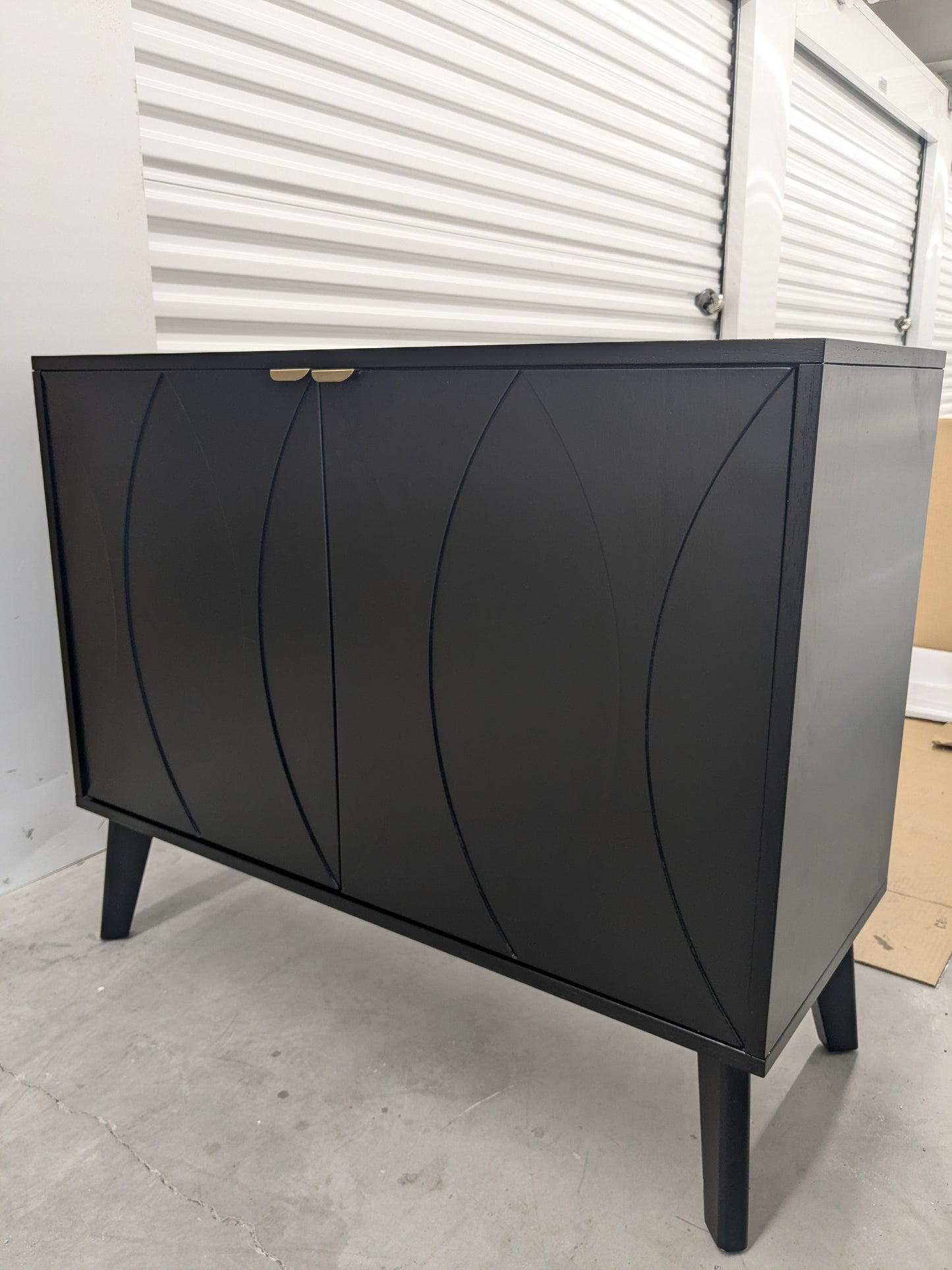 VAST Modern Black Sideboard Cabinet with Gold Accent – Mid-Century Inspired