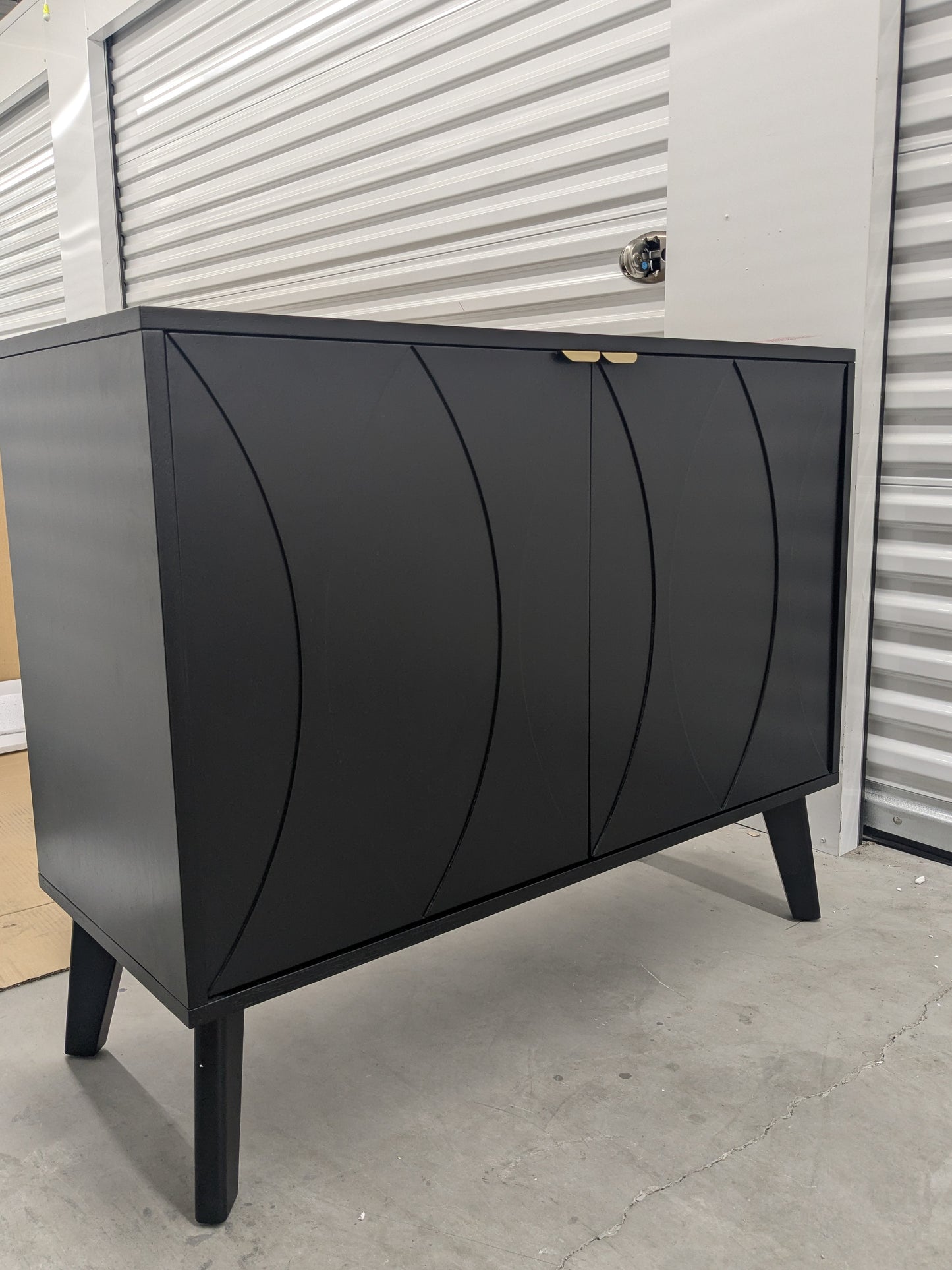 VAST Modern Black Sideboard Cabinet with Gold Accent – Mid-Century Inspired