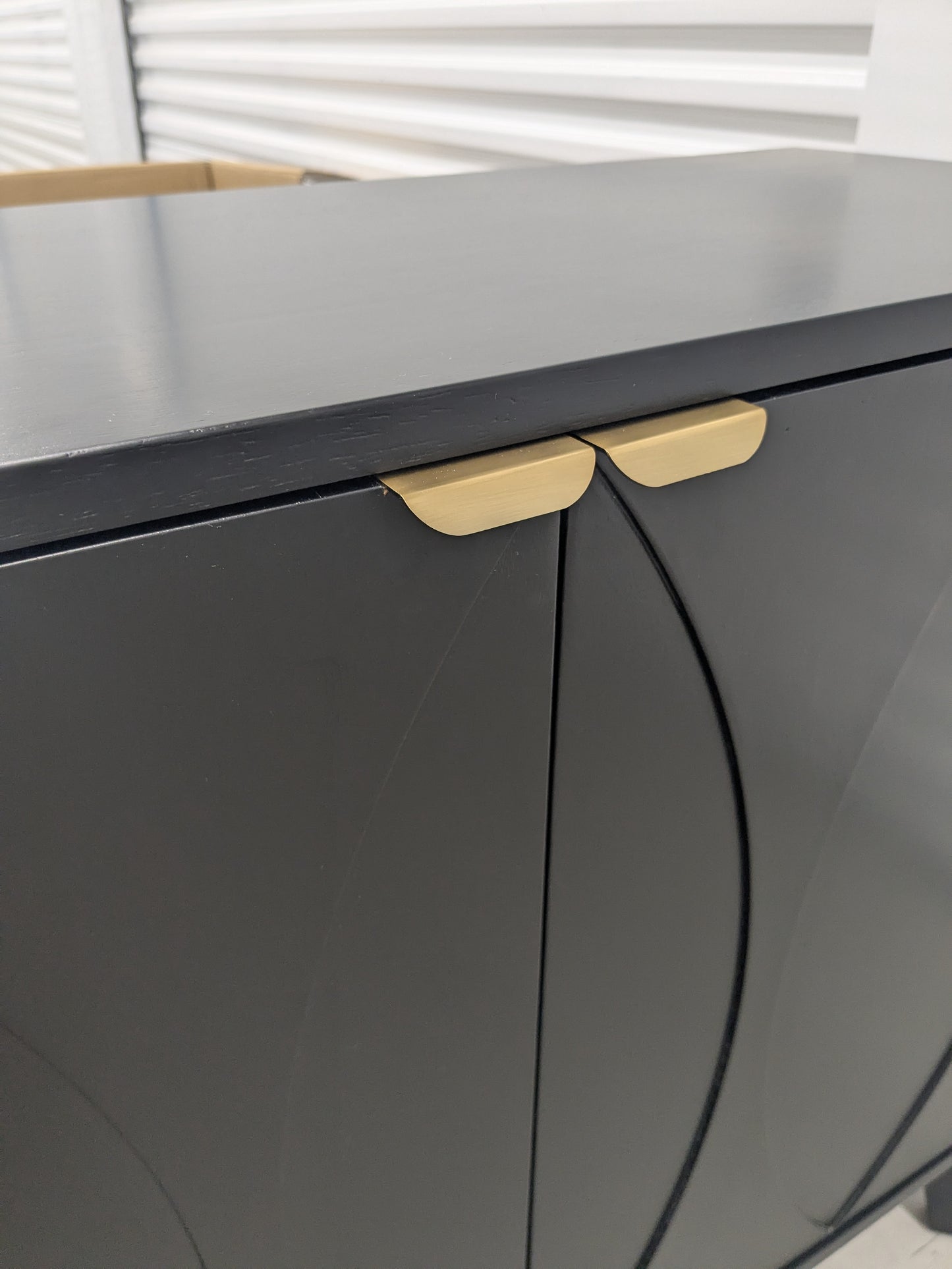 VAST Modern Black Sideboard Cabinet with Gold Accent – Mid-Century Inspired