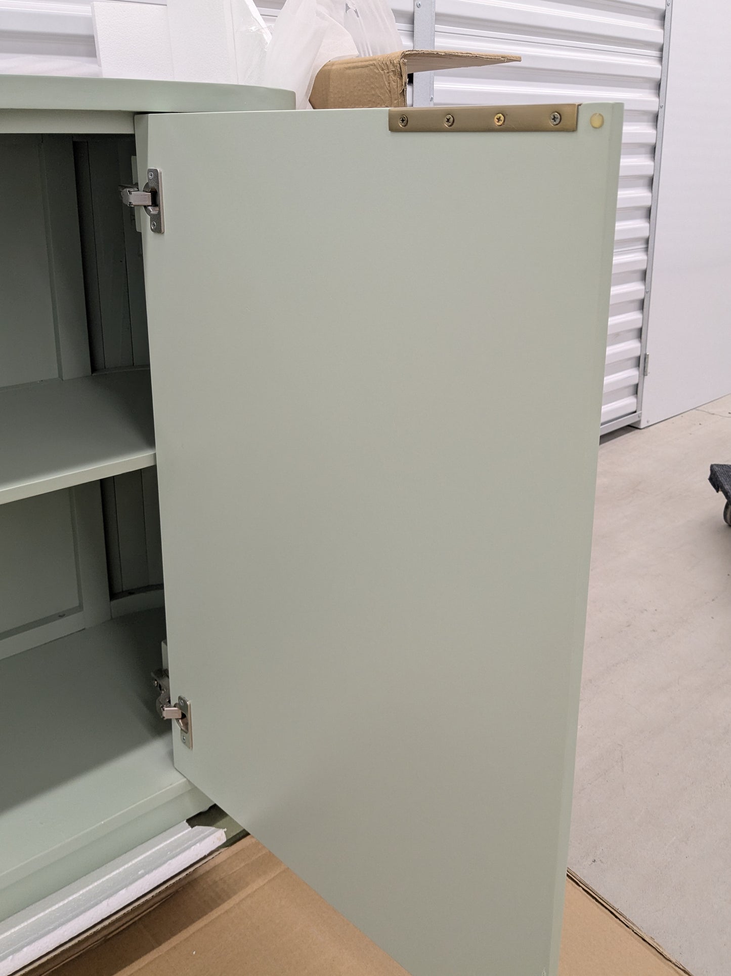 VAST Sage Green Fluted Sideboard - 2 Door Storage Cabinet with Curved Corners