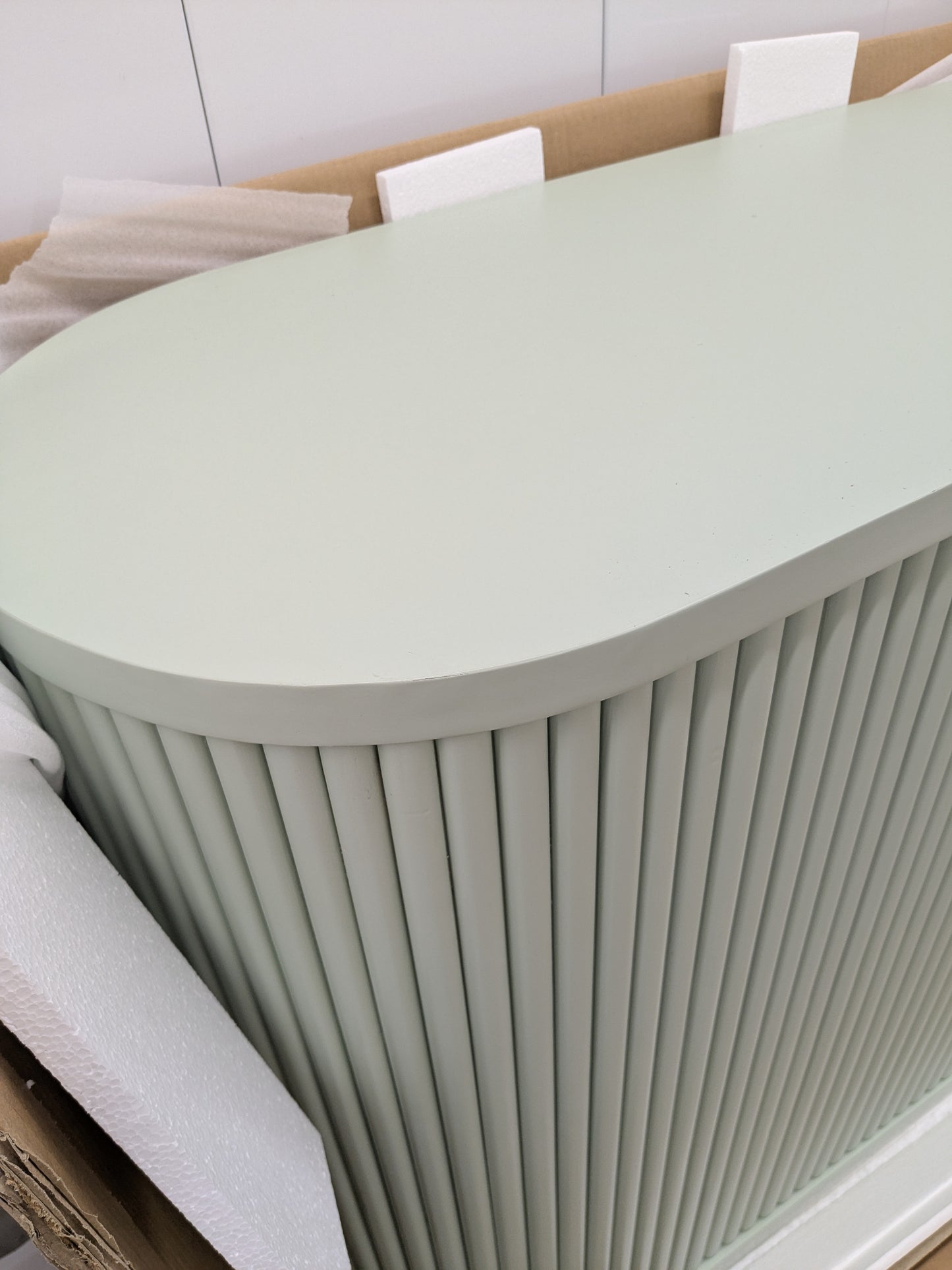 VAST Sage Green Fluted Sideboard - 2 Door Storage Cabinet with Curved Corners