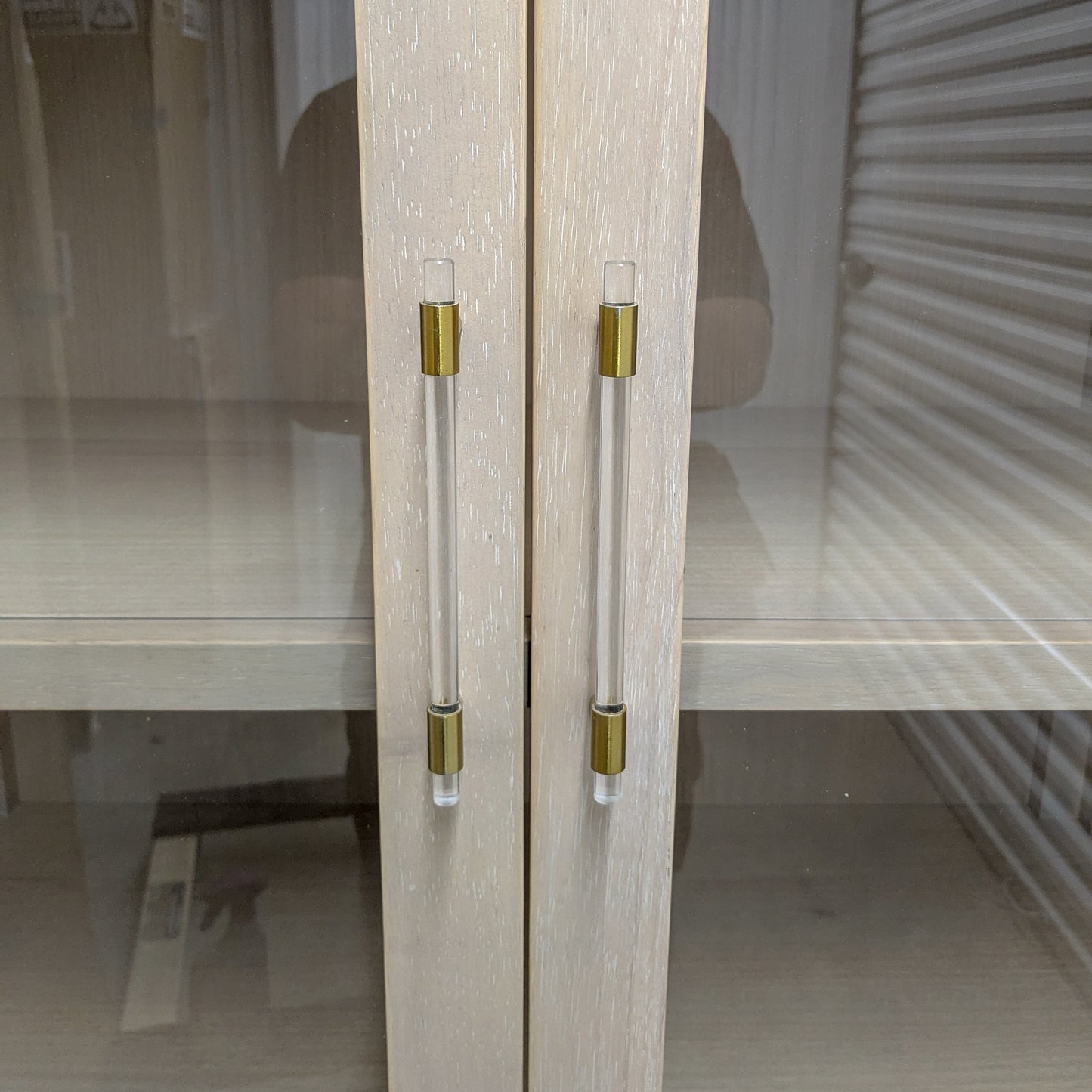 VAST Arched Glass Display Cabinet with Drawers – Modern Light Oak Finish