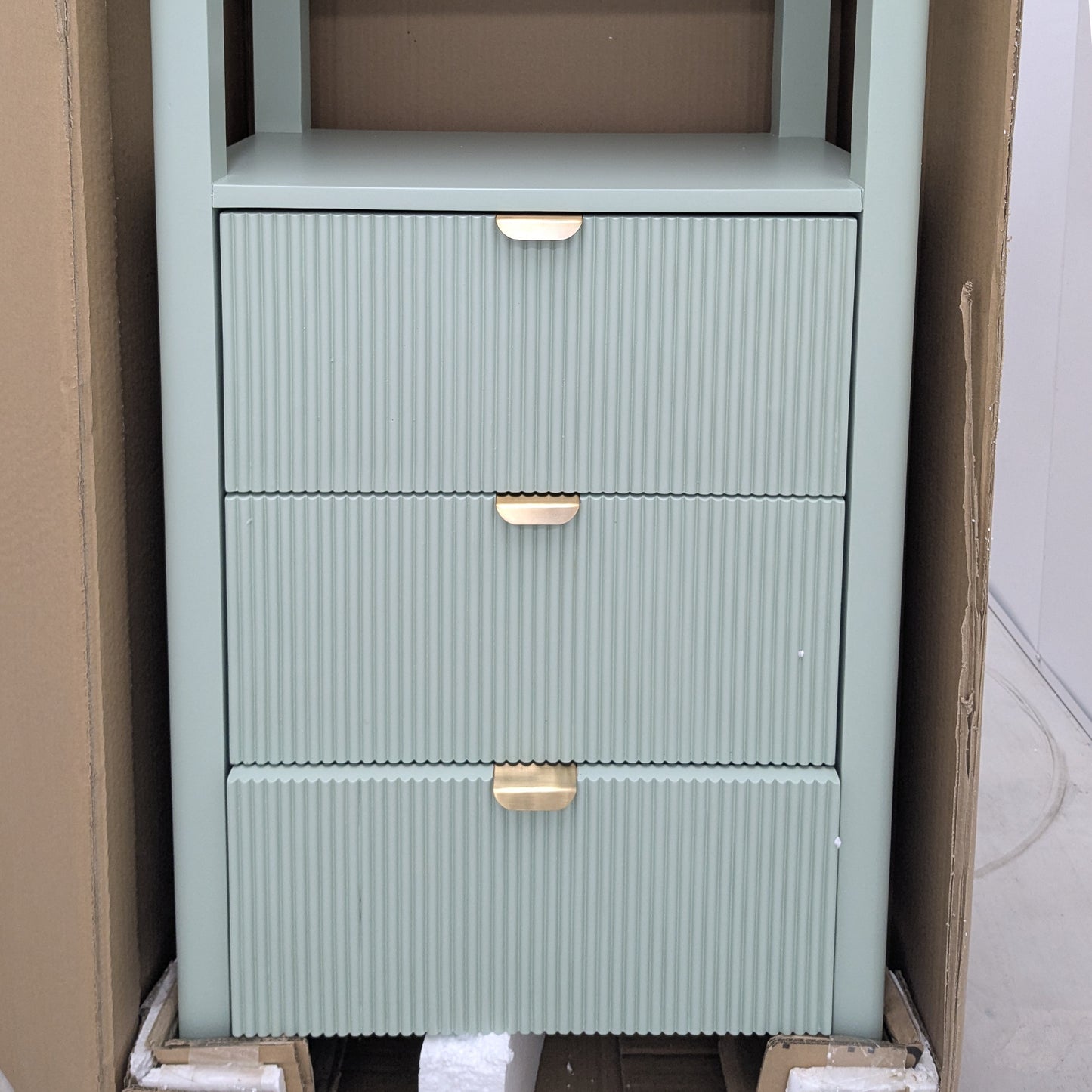 VAST Sage Green 3-Drawer Shelf Cabinet with Open Storage