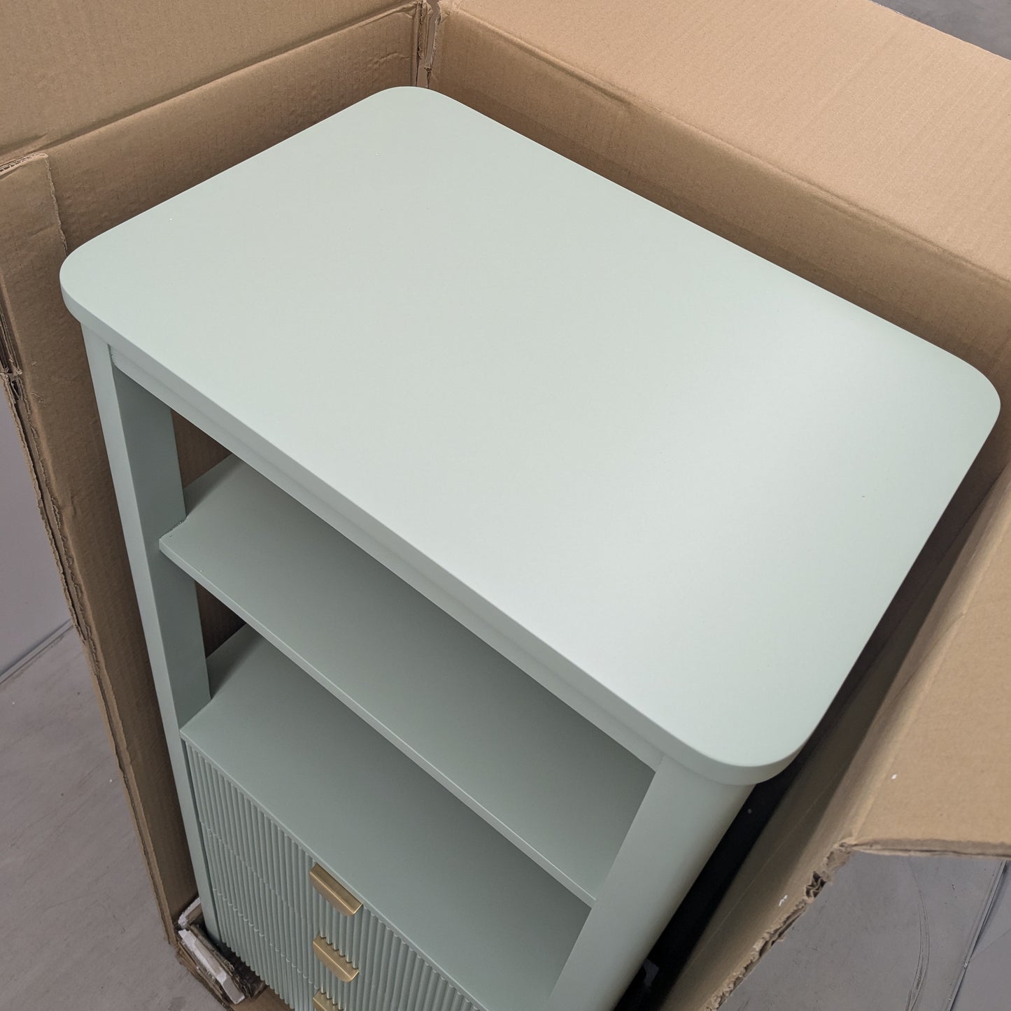 VAST Sage Green 3-Drawer Shelf Cabinet with Open Storage