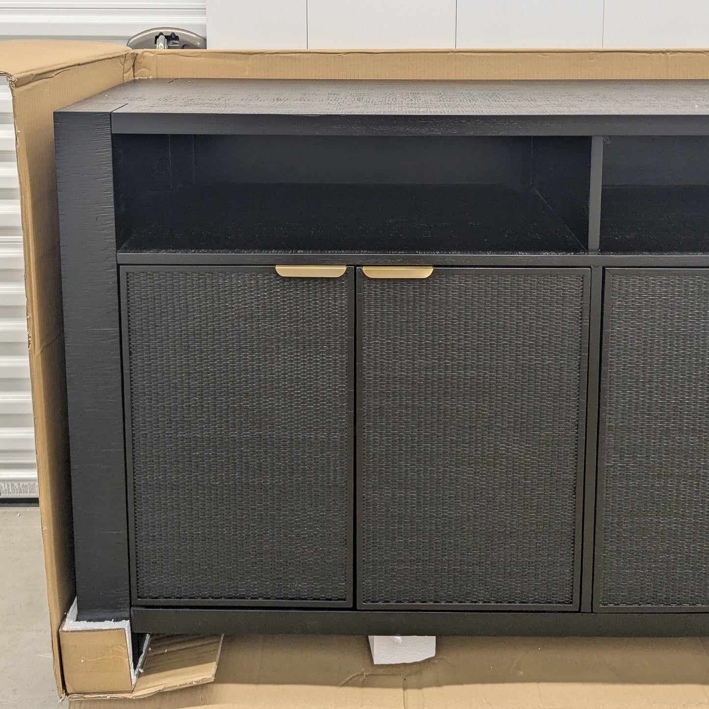 VAST Modern Black Sideboard with Gold Handles – Woven Doors