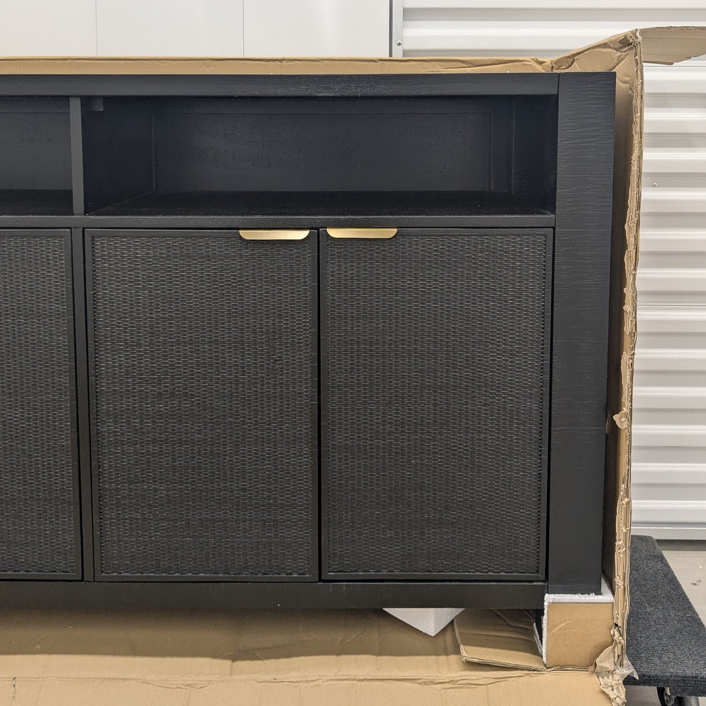 VAST Modern Black Sideboard with Gold Handles – Woven Doors