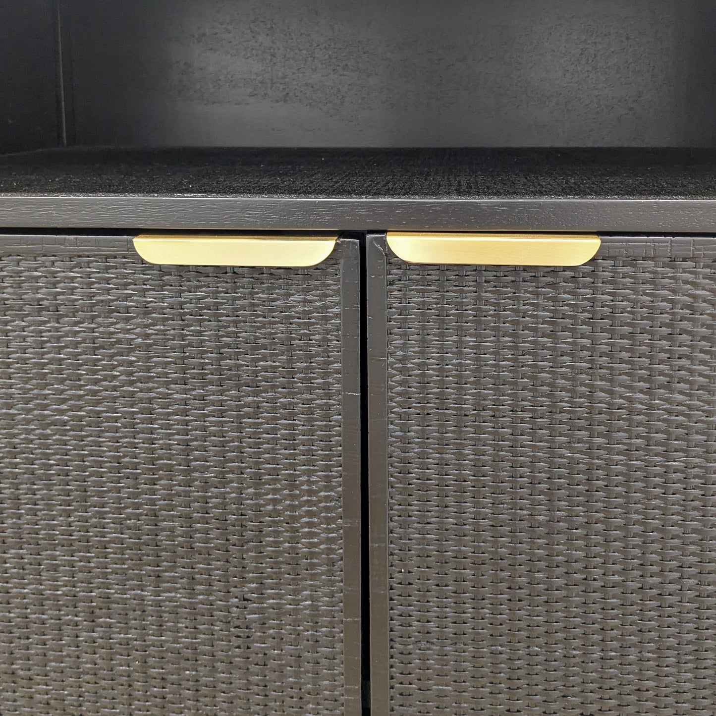 VAST Modern Black Sideboard with Gold Handles – Woven Doors