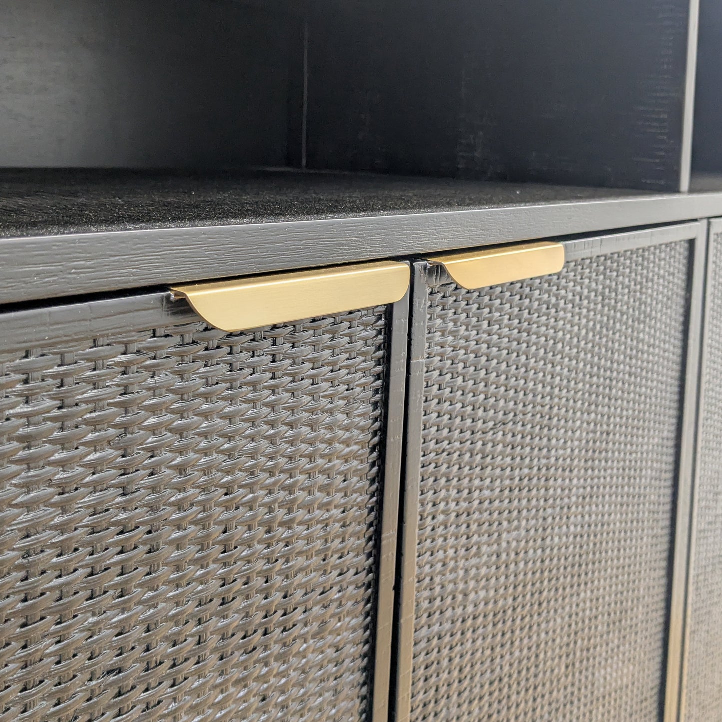 VAST Modern Black Sideboard with Gold Handles – Woven Doors