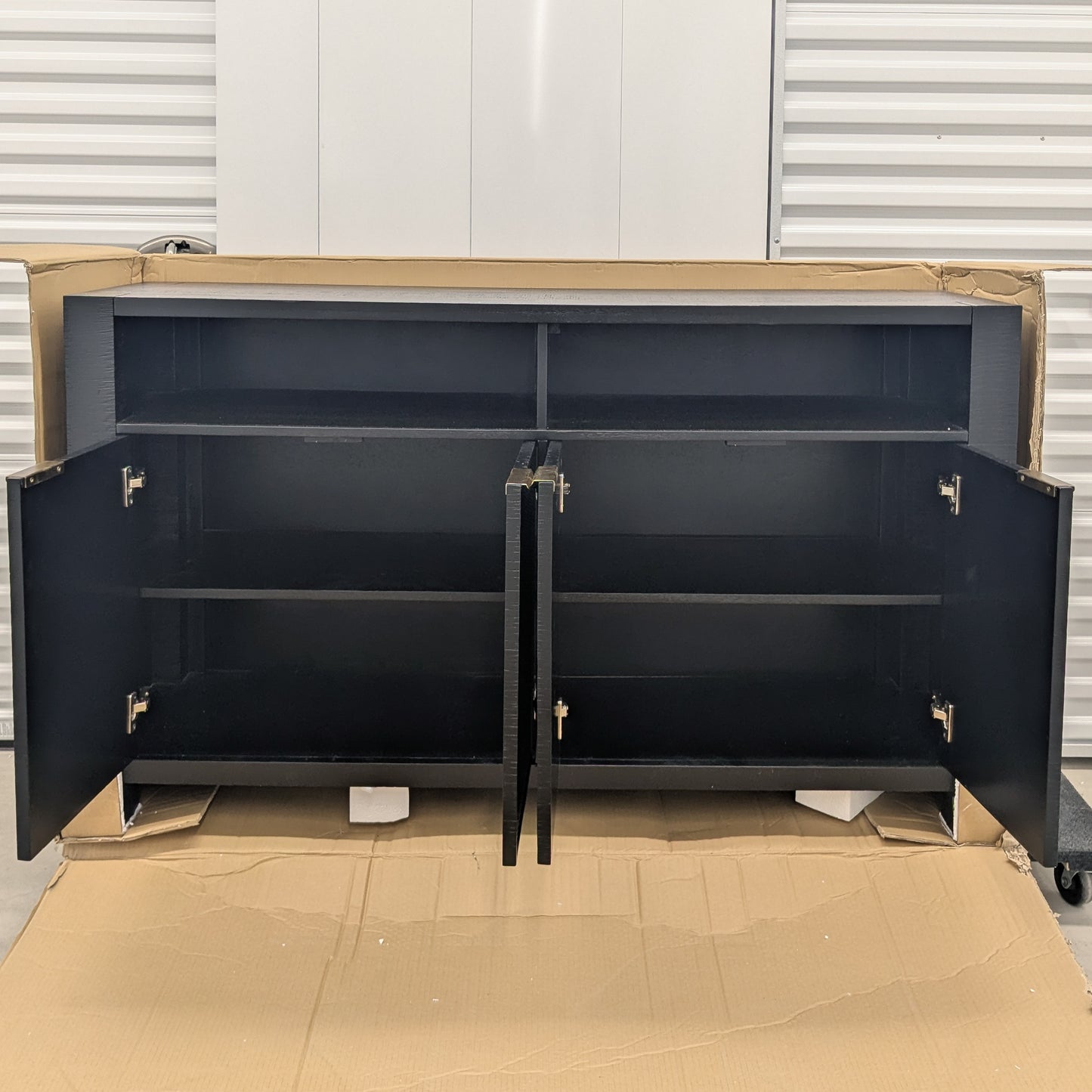 VAST Modern Black Sideboard with Gold Handles – Woven Doors