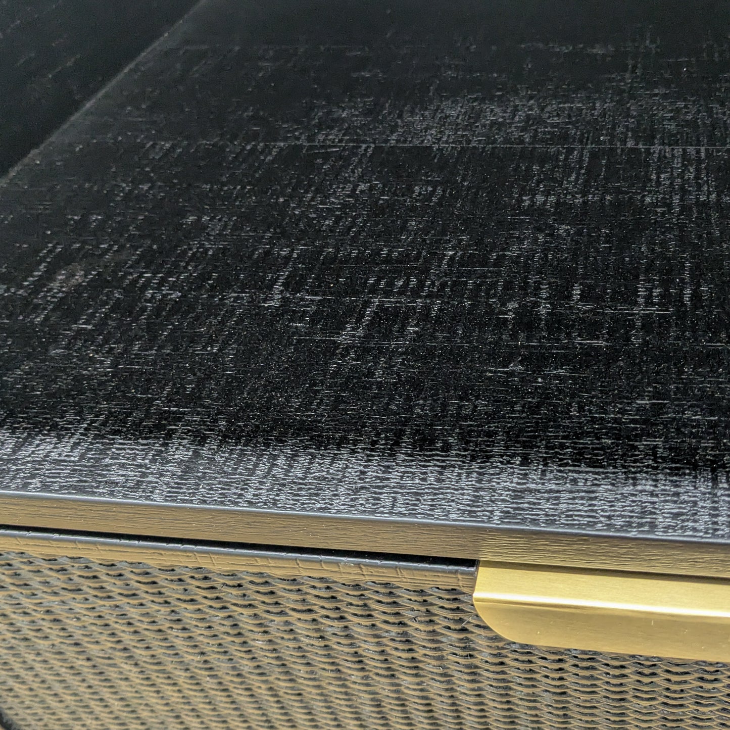 VAST Modern Black Sideboard with Gold Handles – Woven Doors