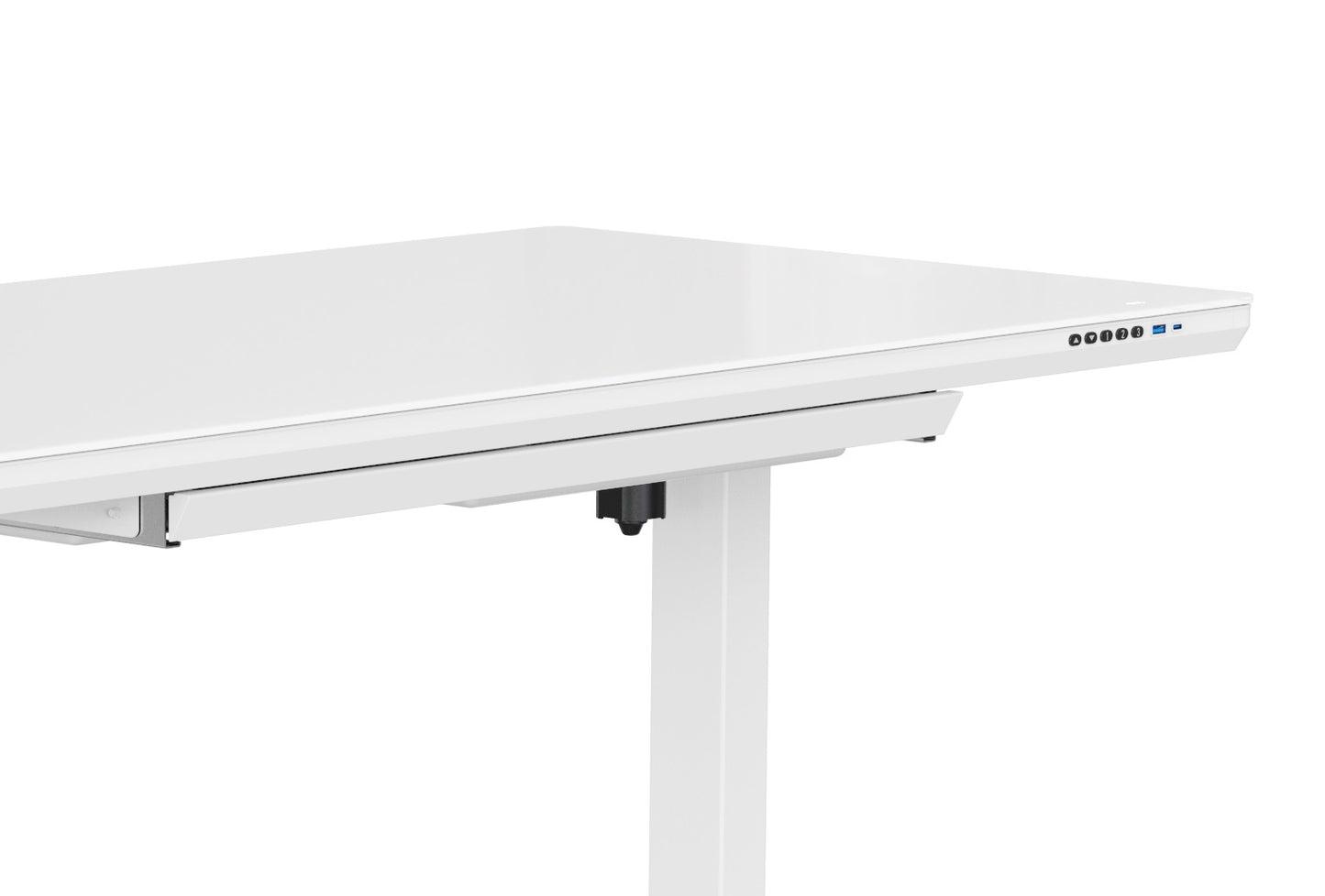 Glass Top Electric Height Adjustable Sit Stand Desk 48"Wx24"D with USB charging port - White