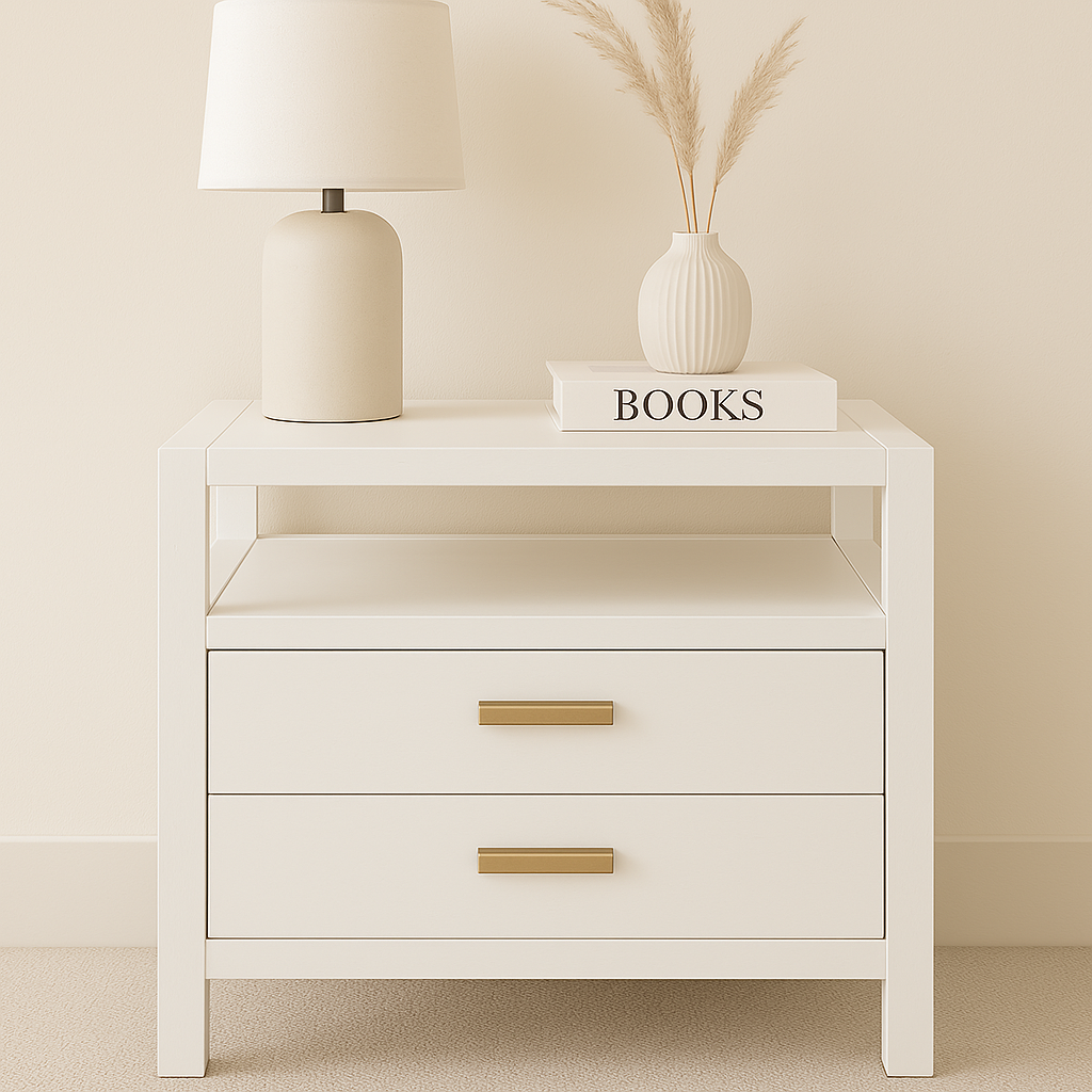 VAST Ivory Lotus Bedside Cabinet - White