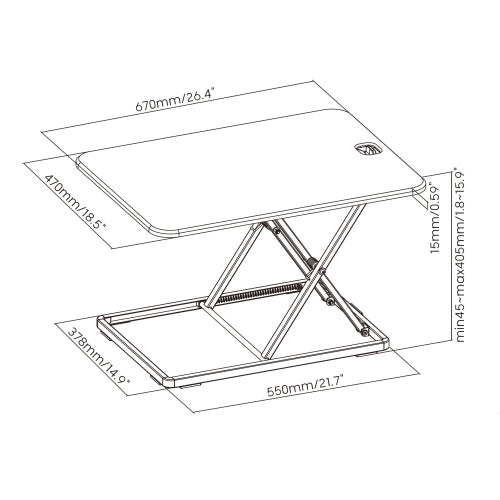Standing Desk 26.4" Converter | Ergonomic Sit Stand Desk Riser For Laptop and Monitor