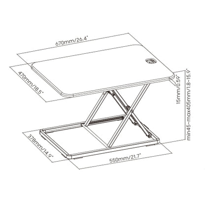 Standing Desk 26.4" Converter | Ergonomic Sit Stand Desk Riser For Laptop and Monitor