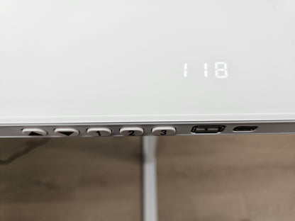 Glass Top Electric Height Adjustable Sit Stand Desk 48"Wx24"D with USB charging port - White