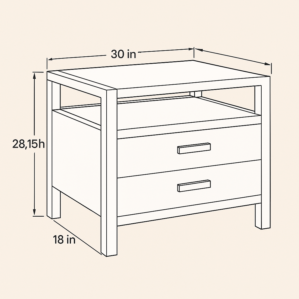 VAST Ivory Lotus Bedside Cabinet - White