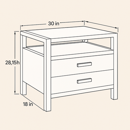 VAST Ivory Lotus Bedside Cabinet - White