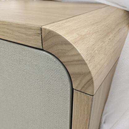 VAST Modern Minimalist Accent Cabinet with Textured Doors – Natural Wood & Beige Finish