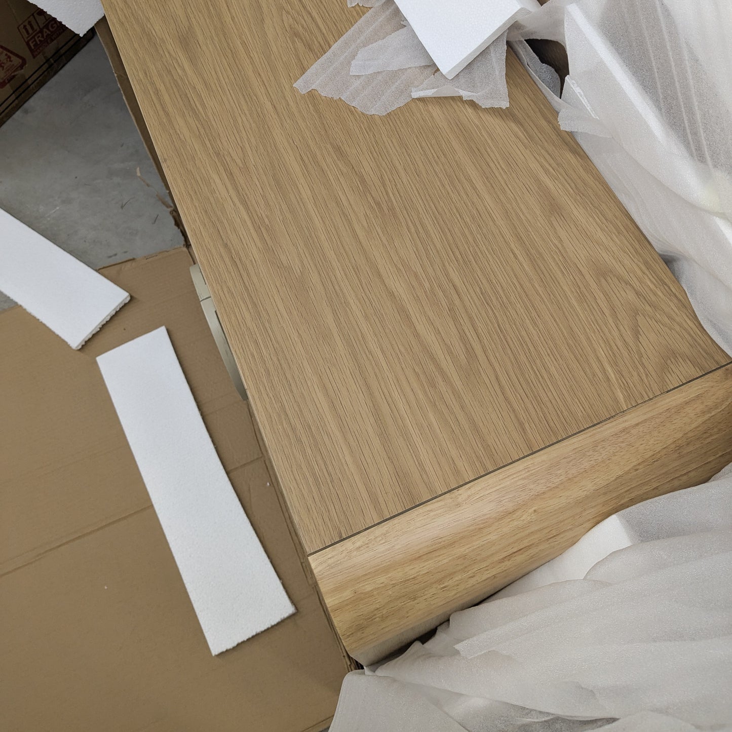 VAST Modern Minimalist Accent Cabinet with Textured Doors – Natural Wood & Beige Finish