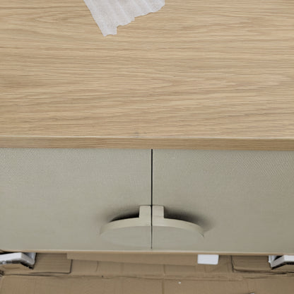 VAST Modern Minimalist Accent Cabinet with Textured Doors – Natural Wood & Beige Finish