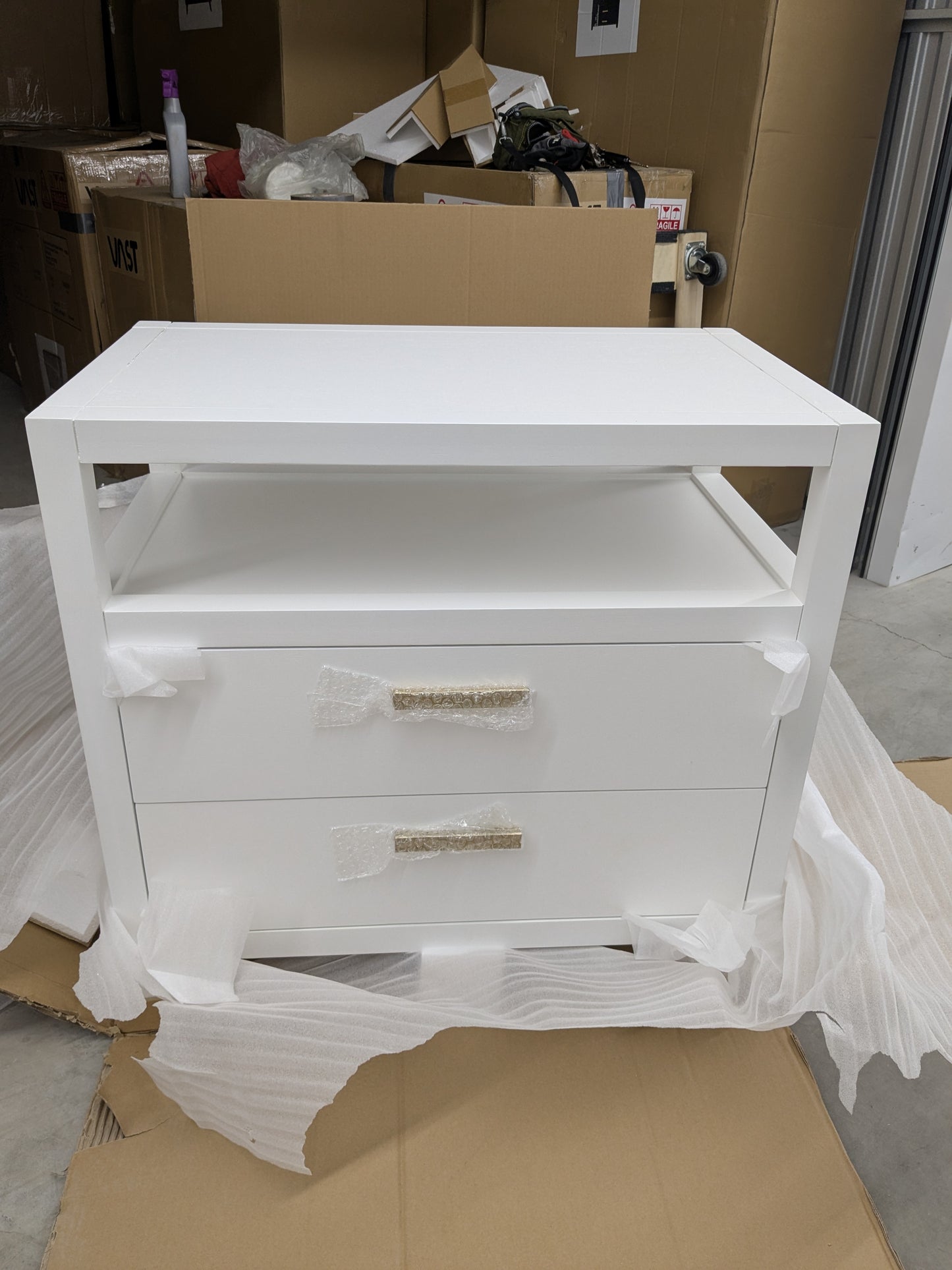 VAST Ivory Lotus Bedside Cabinet - White