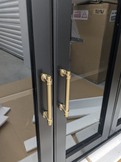 VAST Sleek Black Curved Glass Door Cabinet